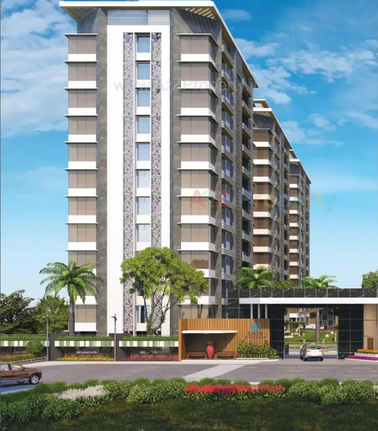 3D Elevation of real estate project River Pentasky located at Althan, Surat, Gujarat