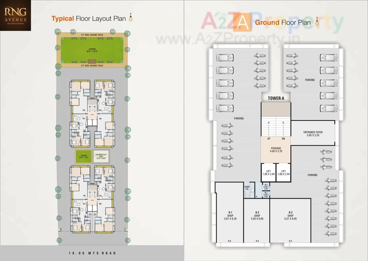 Layout of real estate project Rng Avenue located at Pal, Surat, Gujarat