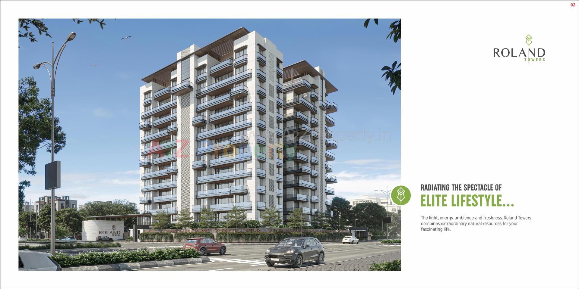 3D Elevation of real estate project Roland Towers located at Magdalla, Surat, Gujarat