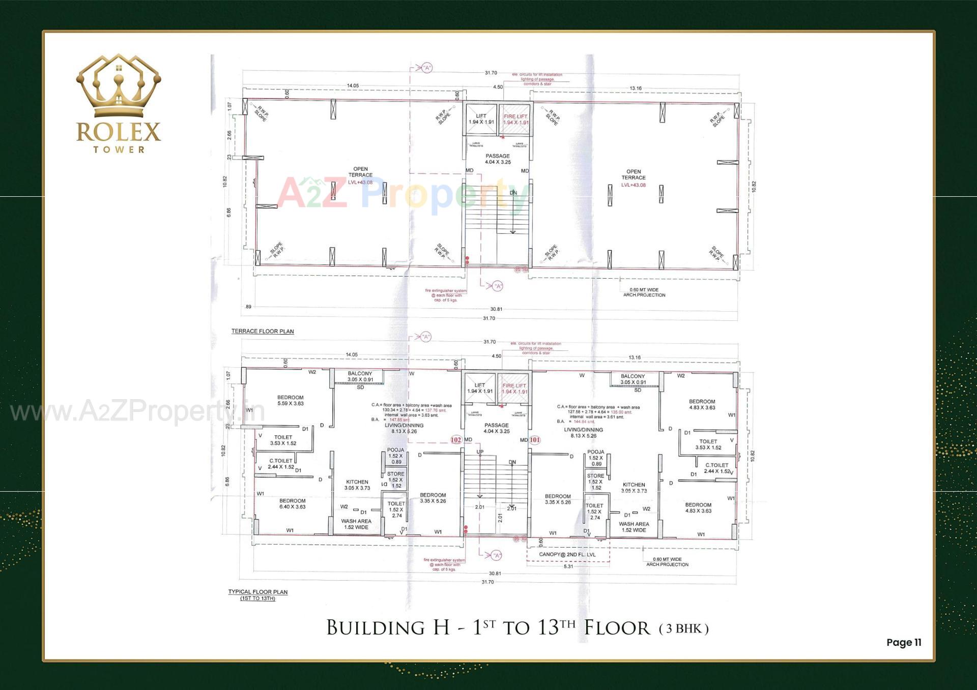 Layout of real estate project Rolex Tower located at Vesu, Surat, Gujarat