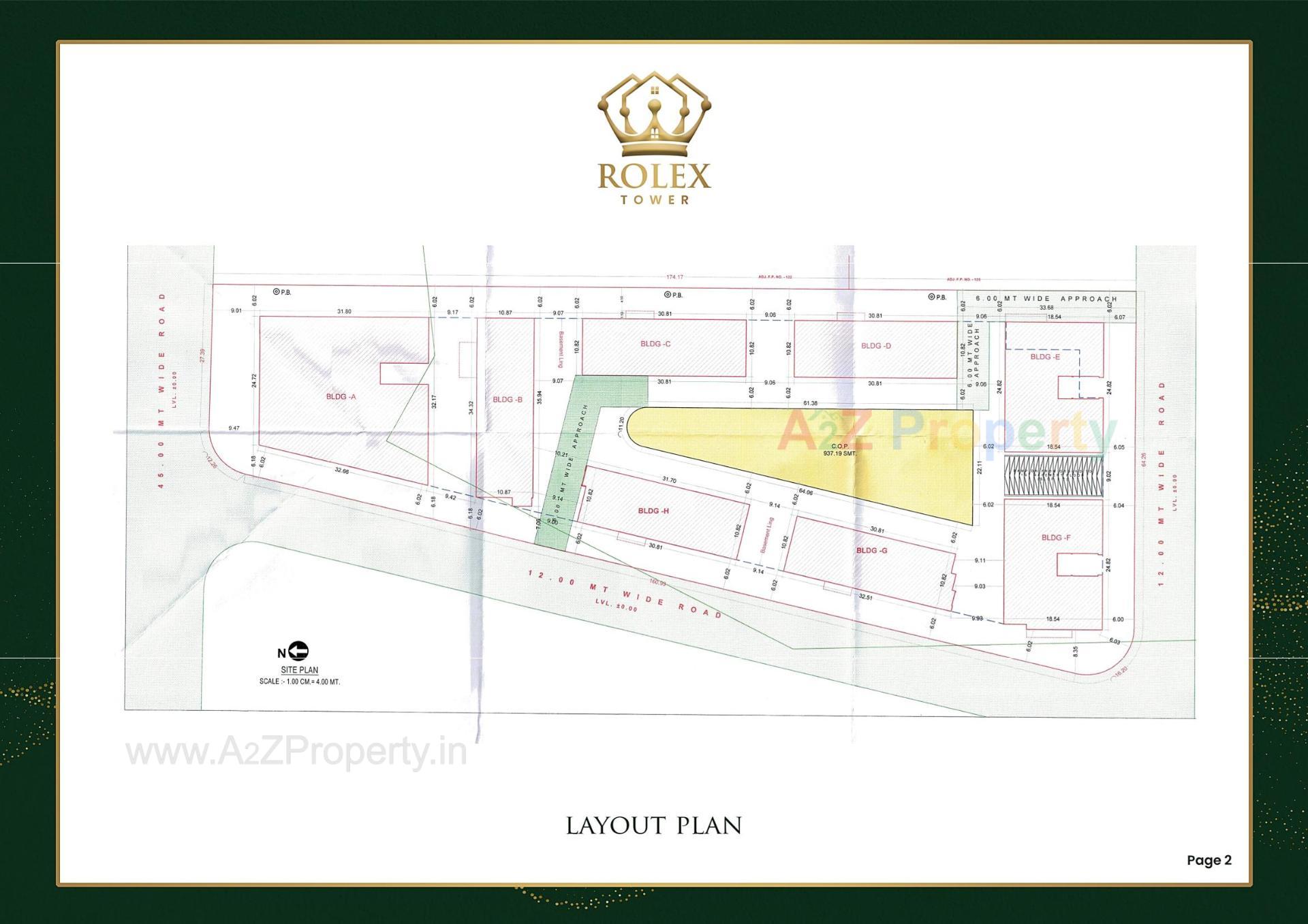 Layout of real estate project Rolex Tower located at Vesu, Surat, Gujarat