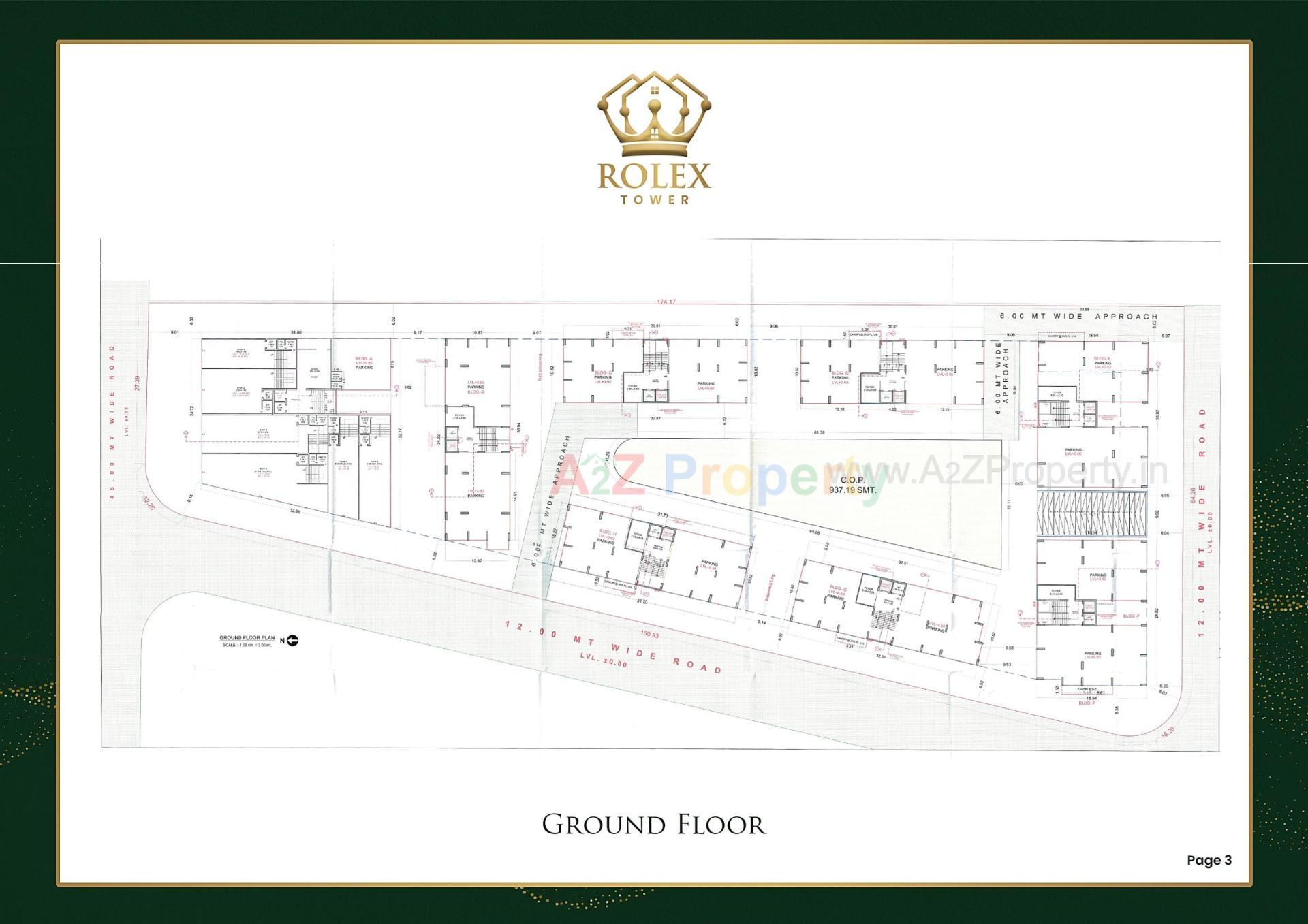 Layout of real estate project Rolex Tower located at Vesu, Surat, Gujarat