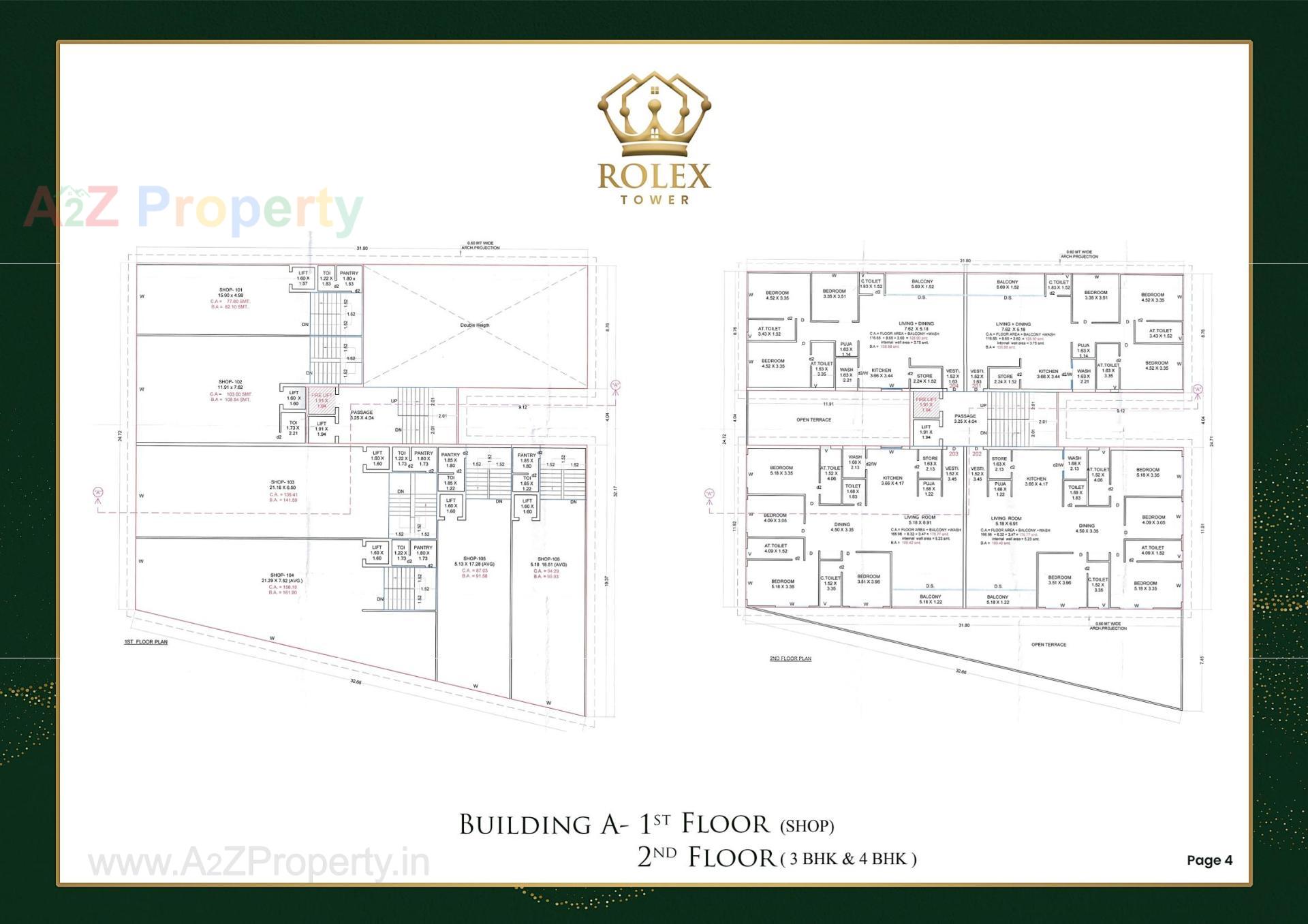 Layout of real estate project Rolex Tower located at Vesu, Surat, Gujarat