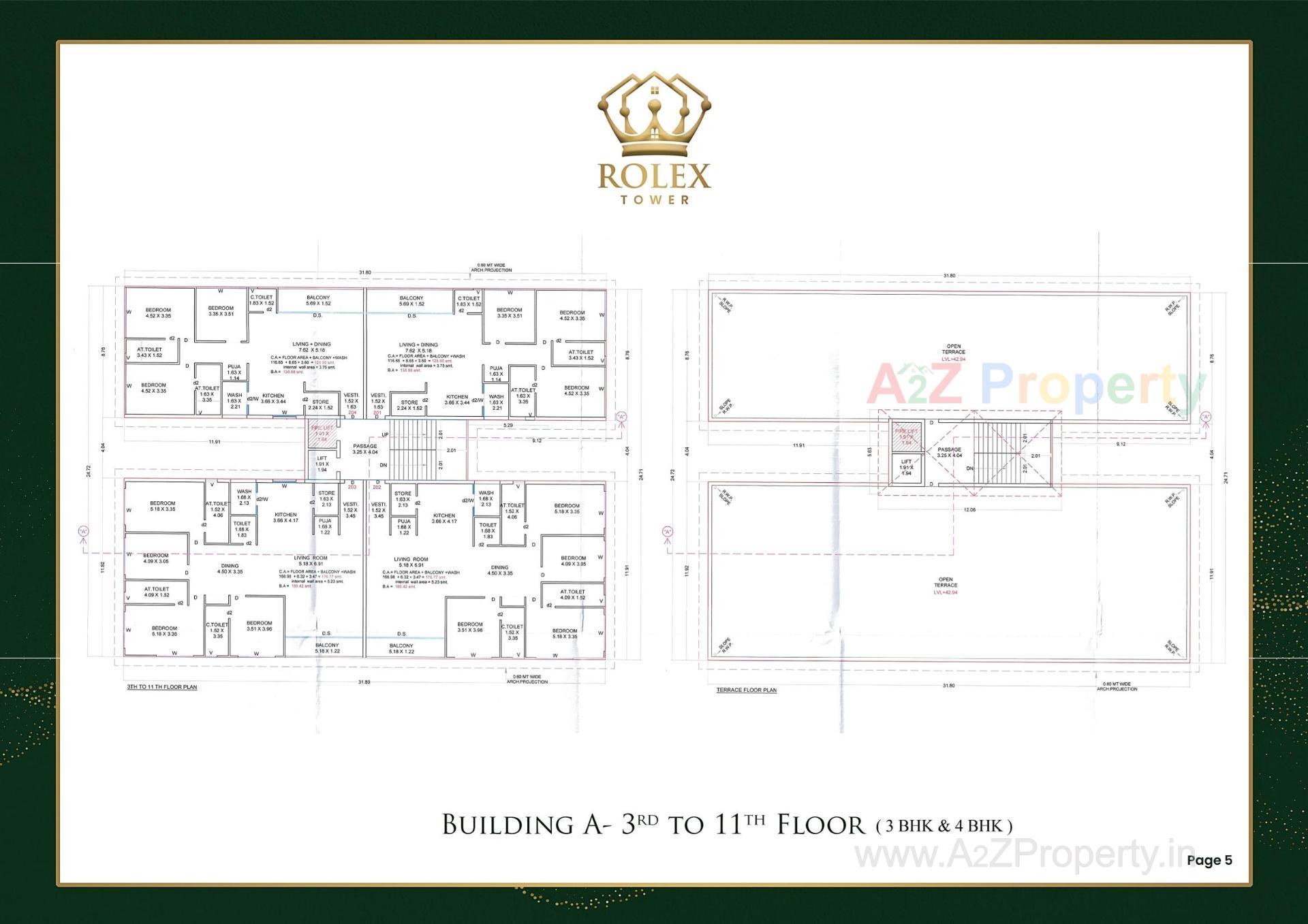 Layout of real estate project Rolex Tower located at Vesu, Surat, Gujarat