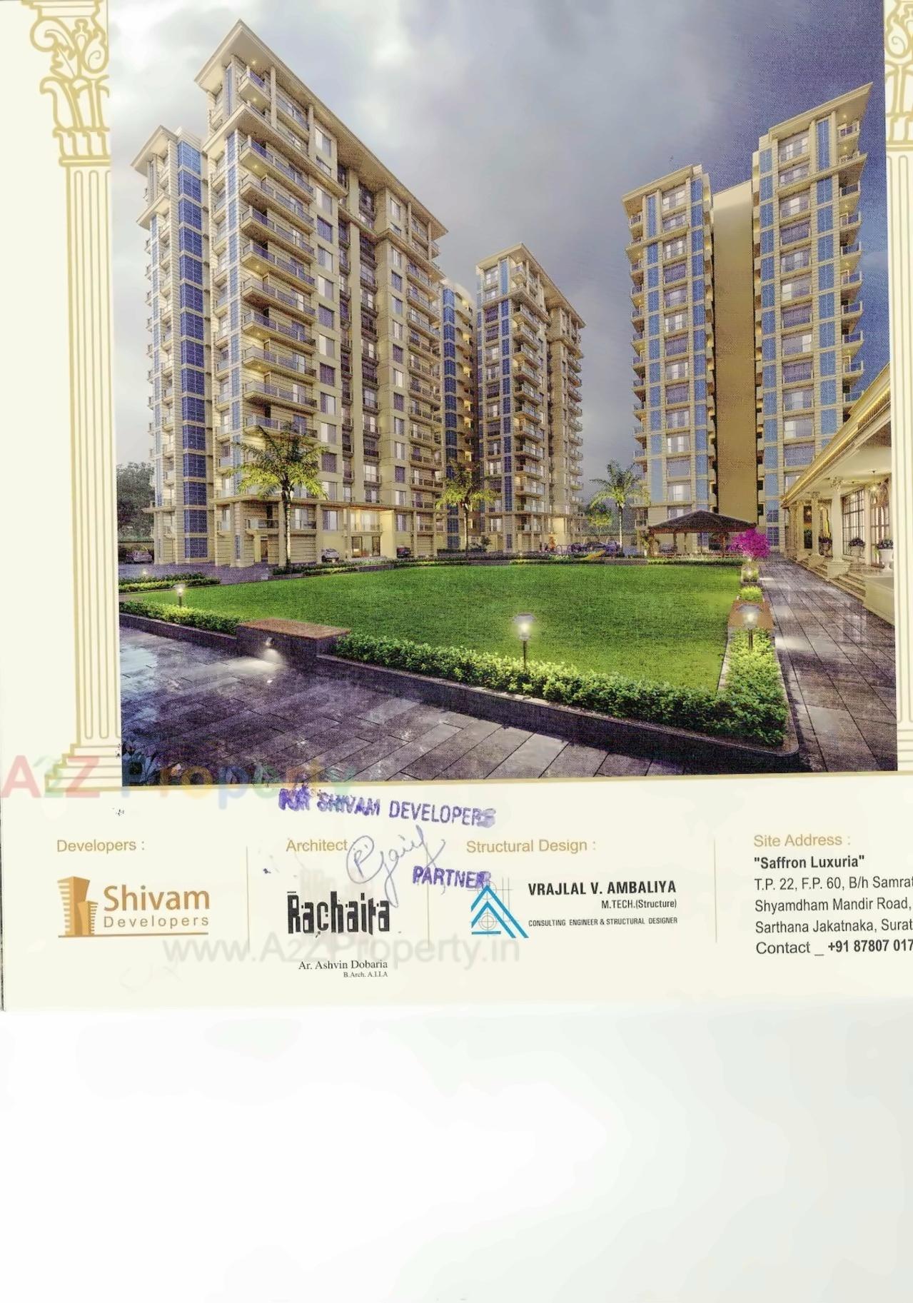 3D Elevation of real estate project Saffron Luxuria located at Valak, Surat, Gujarat