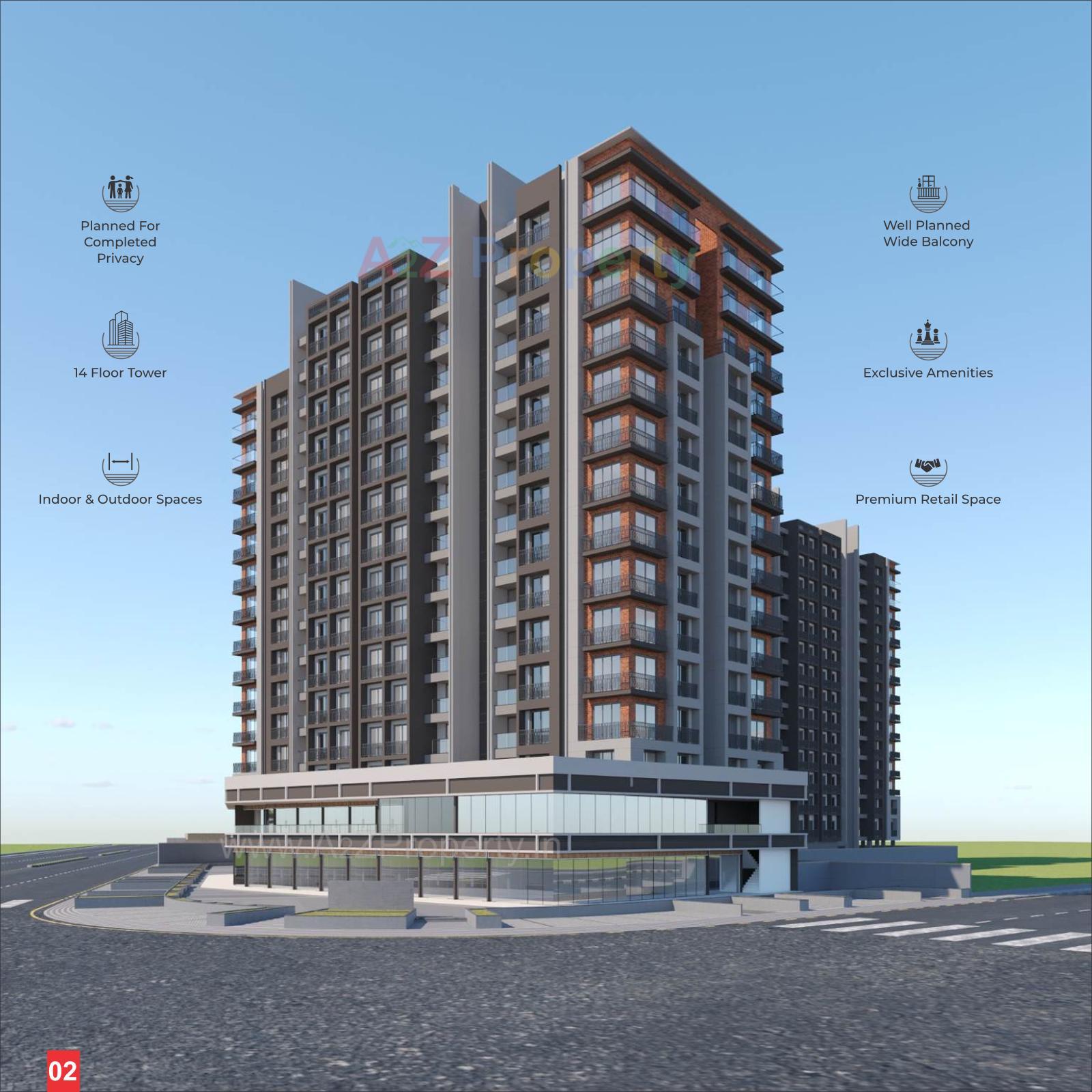 3D Elevation of real estate project Sahajanand Luxuria located at Jahangirabad, Surat, Gujarat