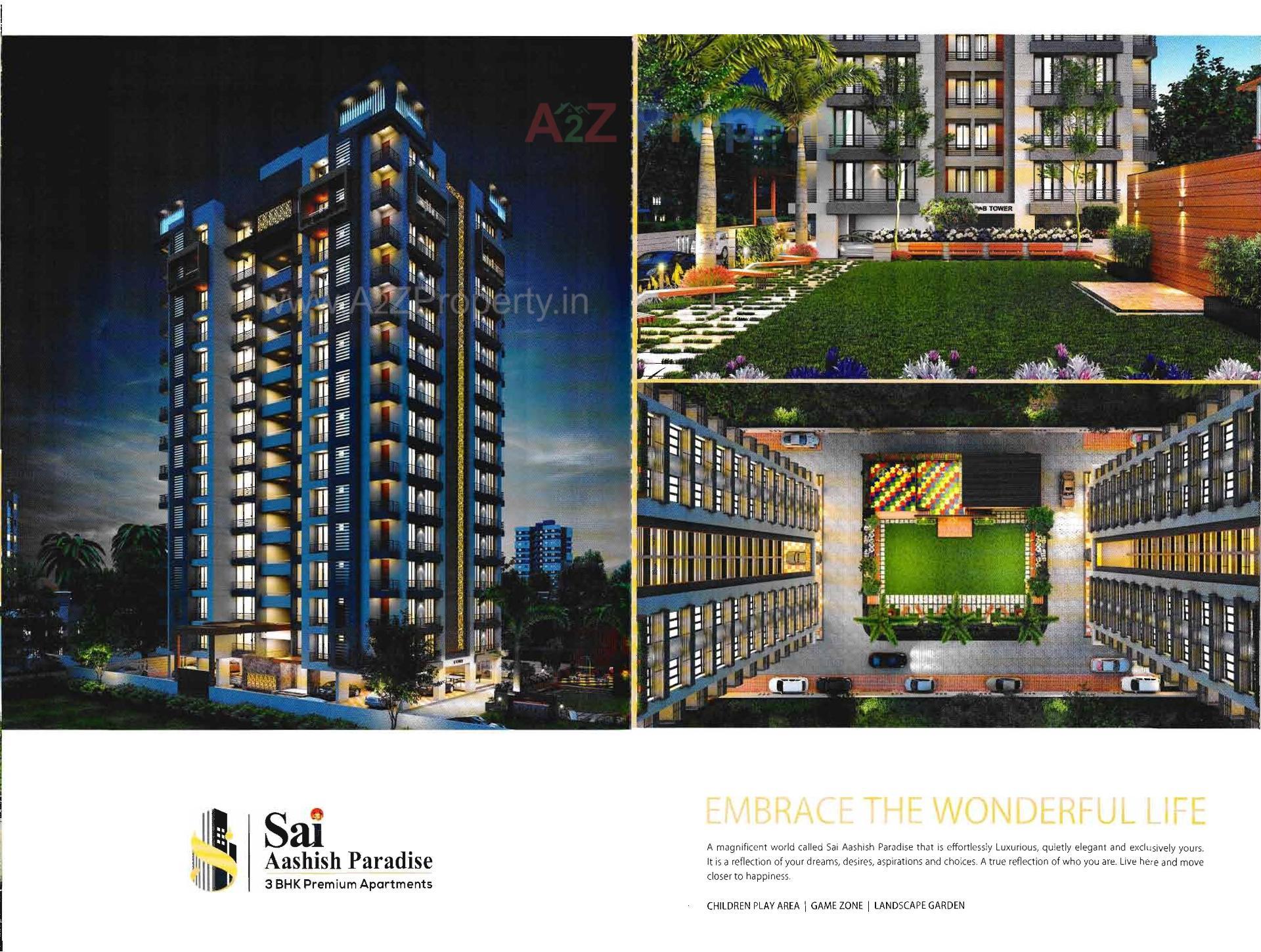 3D Elevation of real estate project Sai Aashish Paradise located at Bhimrad, Surat, Gujarat