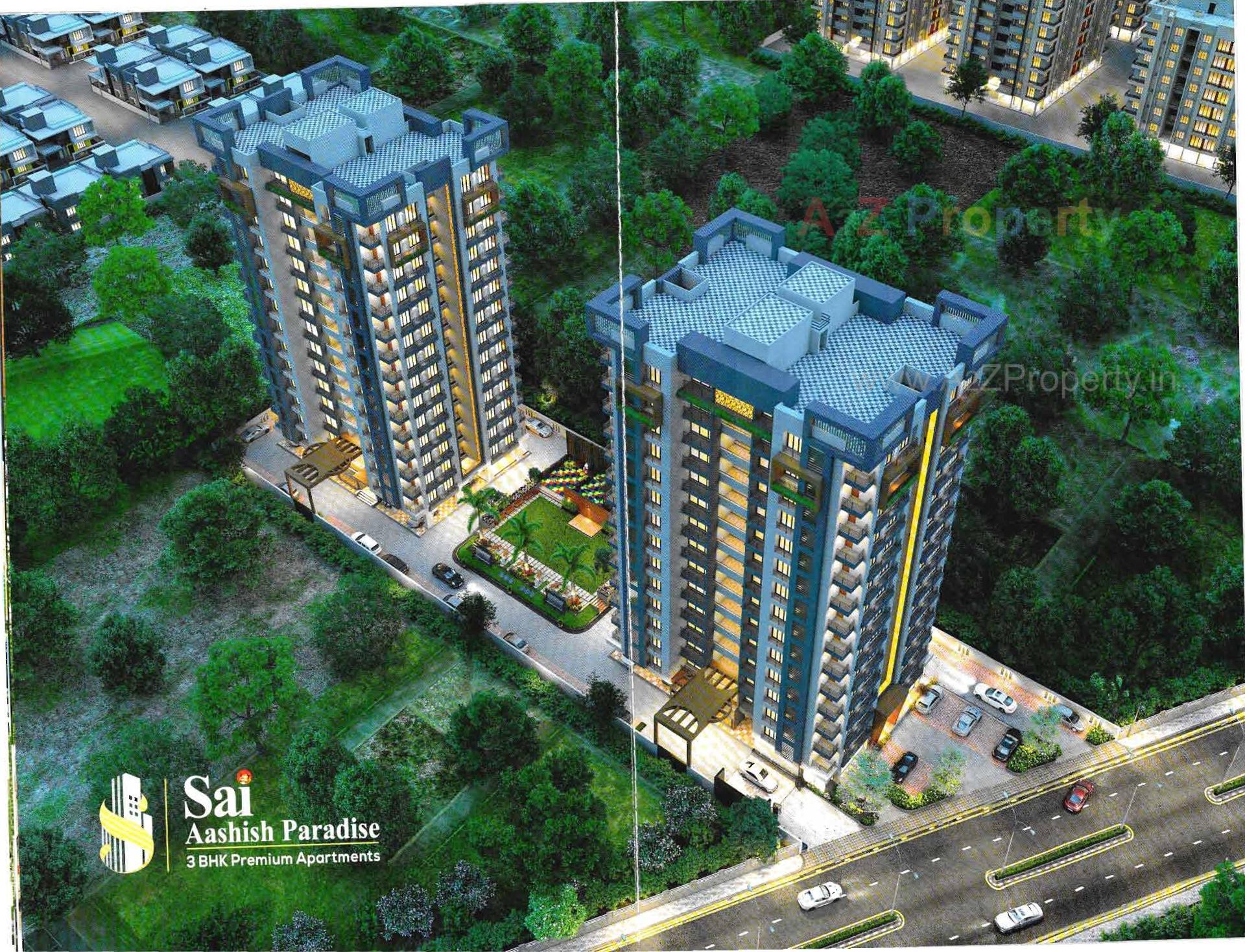 3D Elevation of real estate project Sai Aashish Paradise located at Bhimrad, Surat, Gujarat