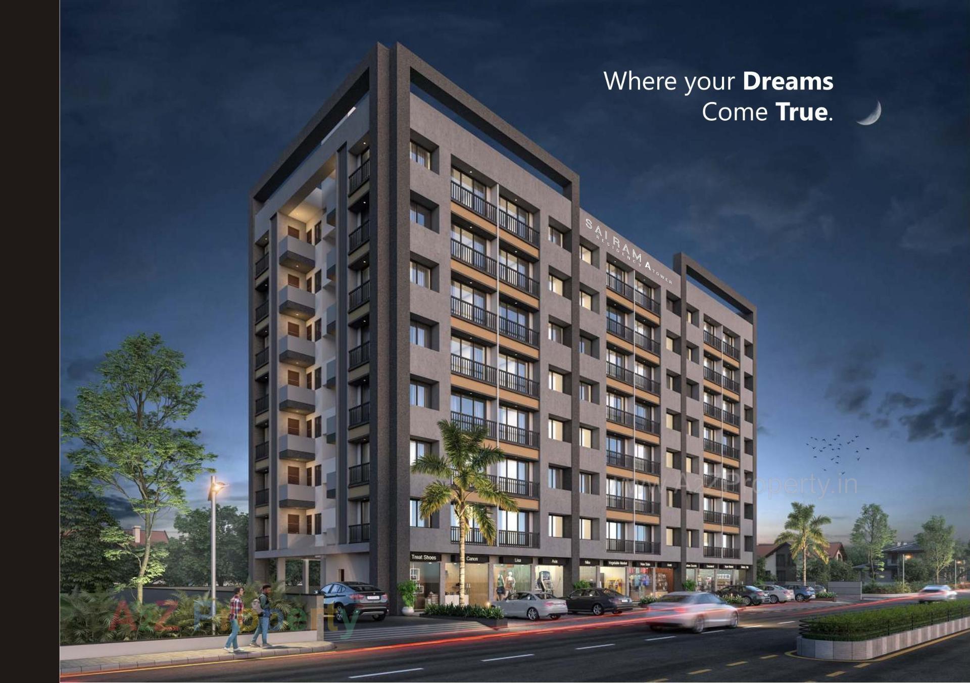 3D Elevation of real estate project Sai Ram Residency A Tower located at Bhestan, Surat, Gujarat