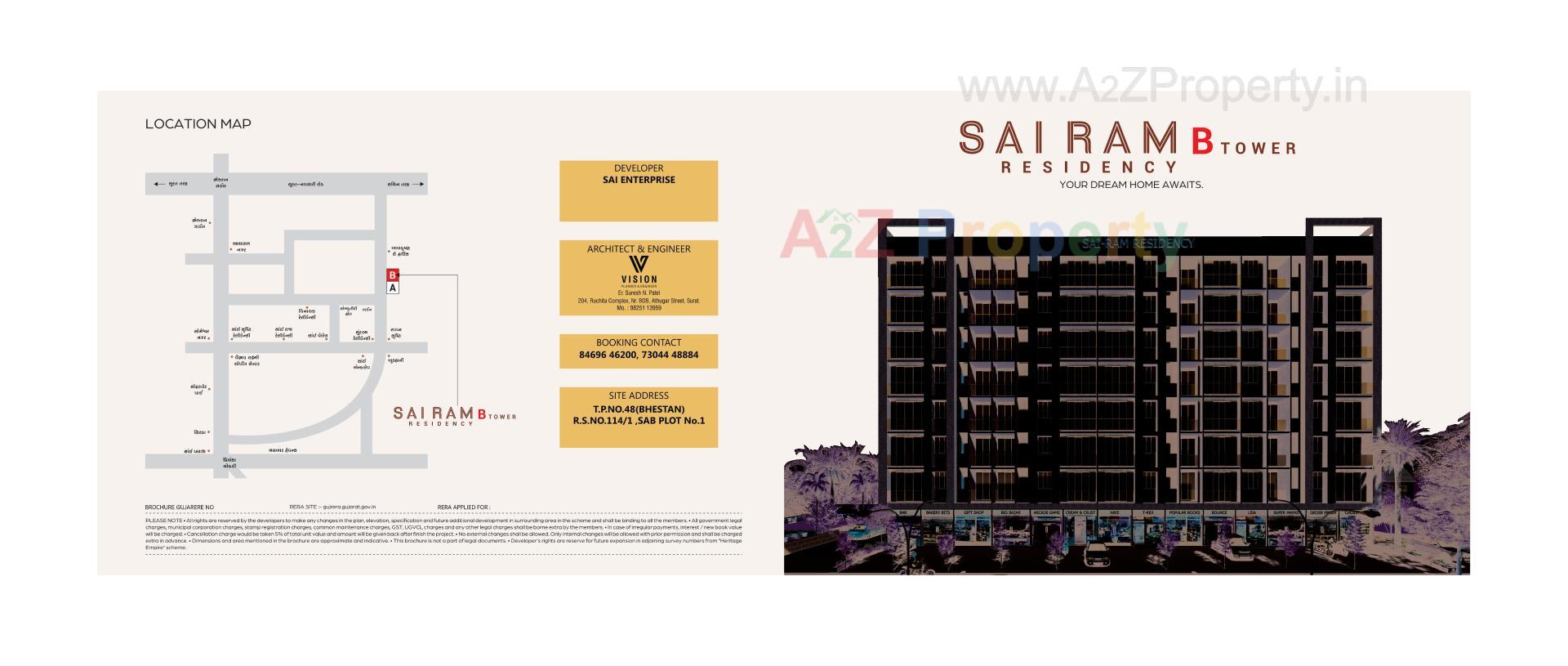 Layout of real estate project Sai Ram Residency B Tower located at Bhestan, Surat, Gujarat