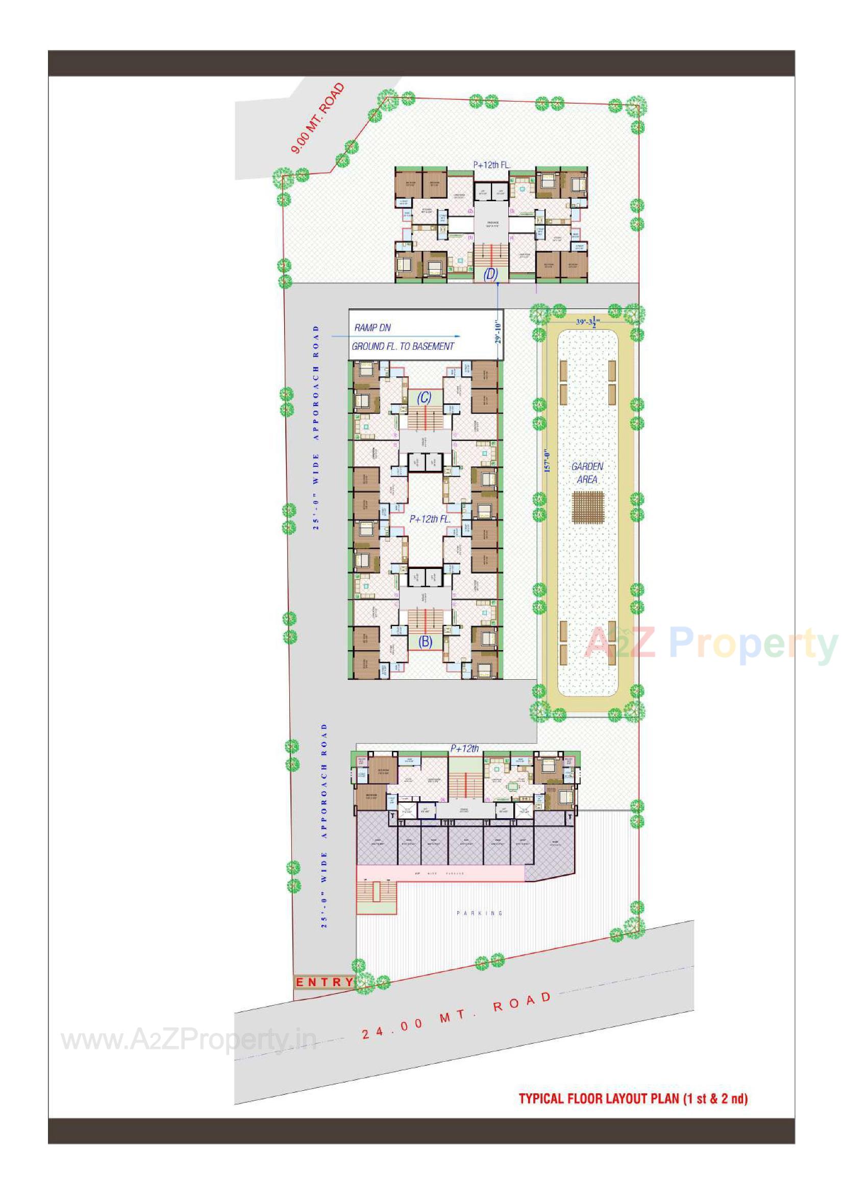 Layout of real estate project Sangam Heights located at Dabholi, Surat, Gujarat