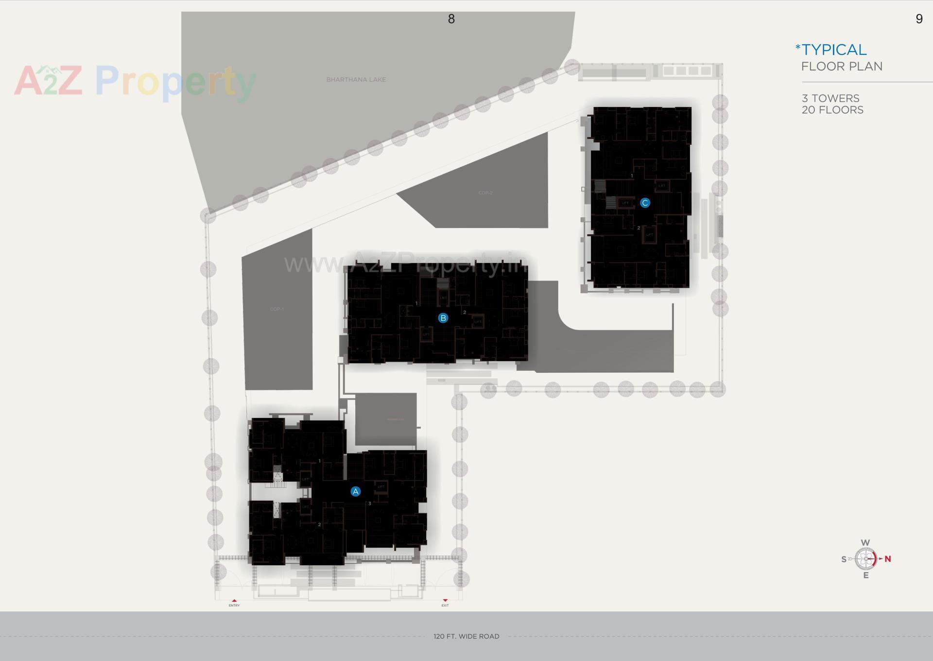 Layout of real estate project Sangini Lakeville located at Bharthana--vesu, Surat, Gujarat