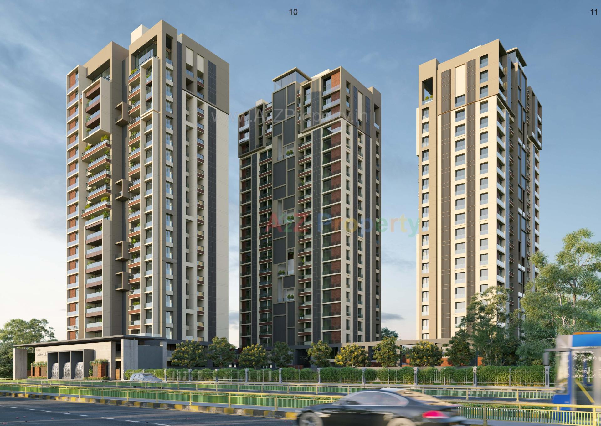 3D Elevation of real estate project Sangini Lakeville located at Bharthana--vesu, Surat, Gujarat