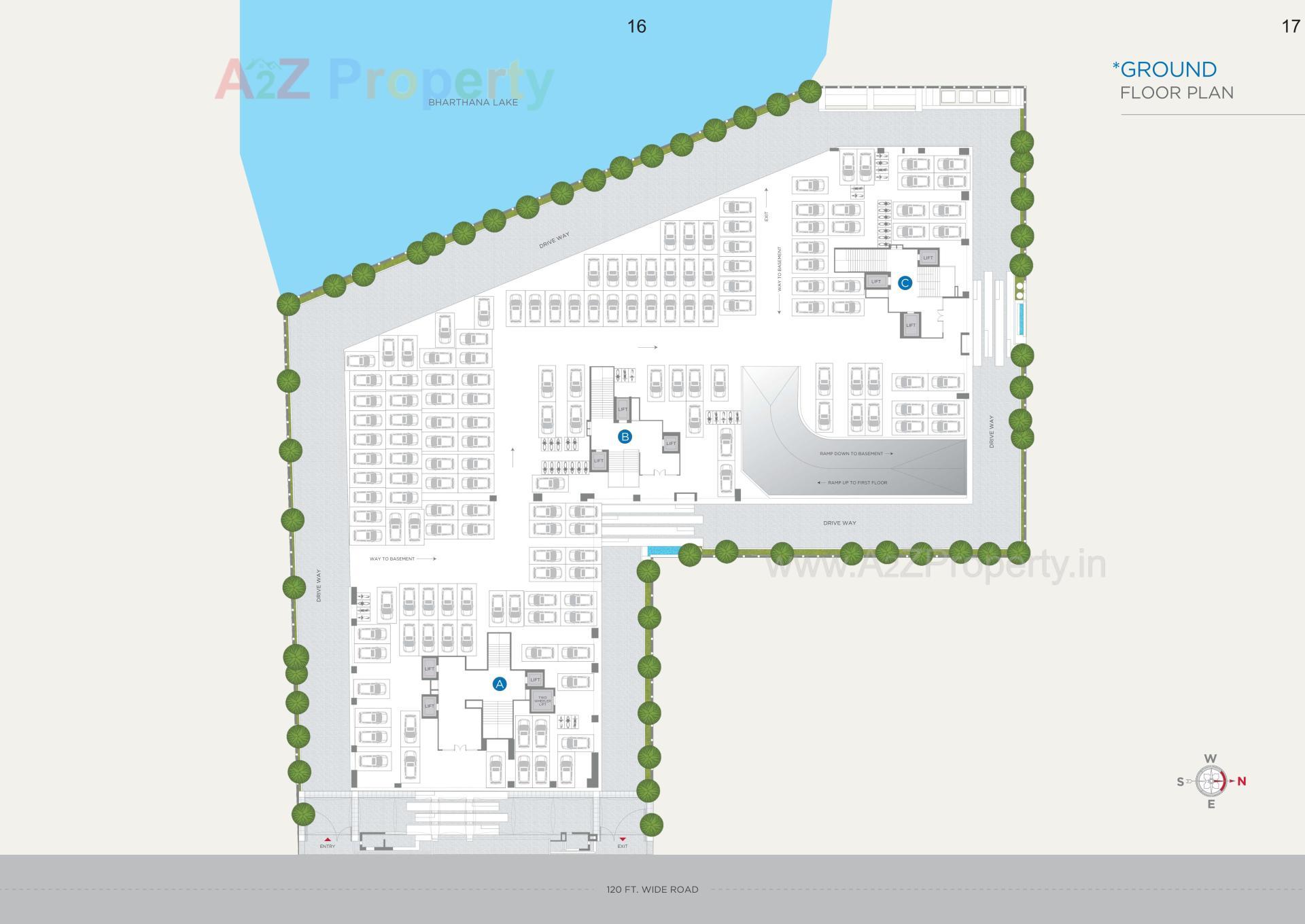 Layout of real estate project Sangini Lakeville located at Bharthana--vesu, Surat, Gujarat