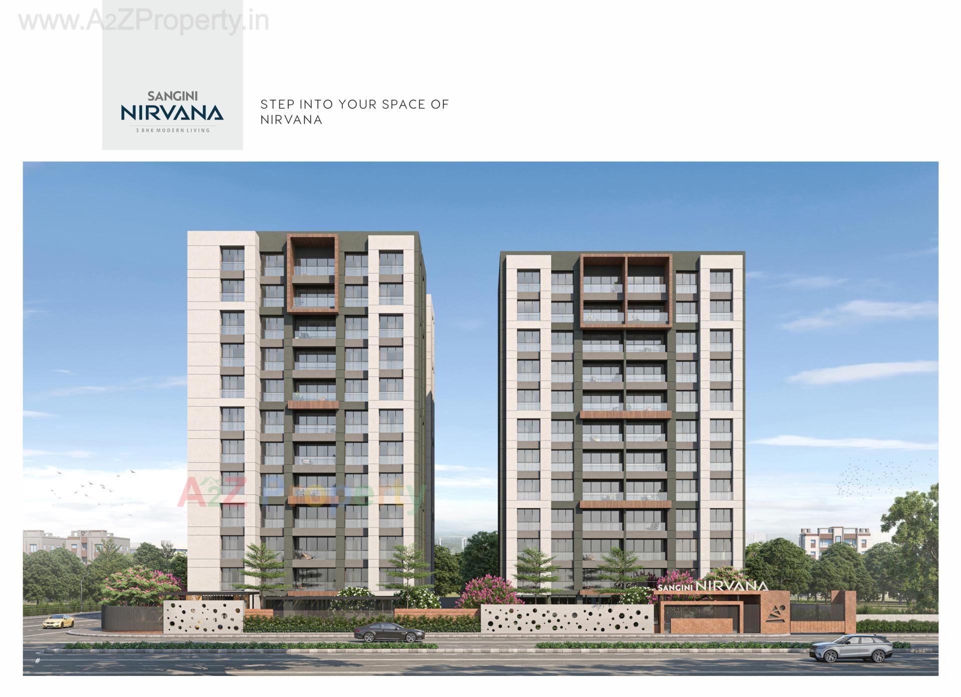3D Elevation of real estate project Sangini Nirvana located at Vesu, Surat, Gujarat