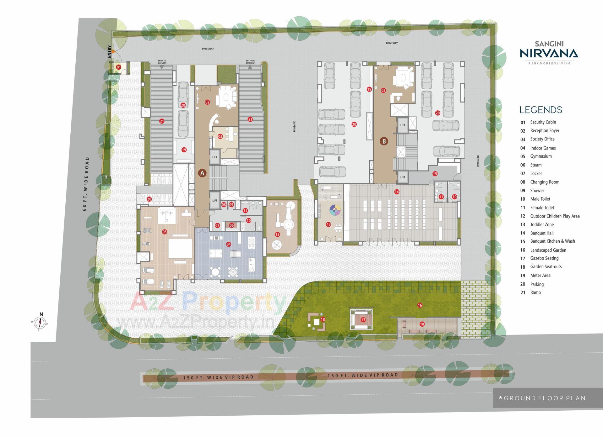 Layout of real estate project Sangini Nirvana located at Vesu, Surat, Gujarat