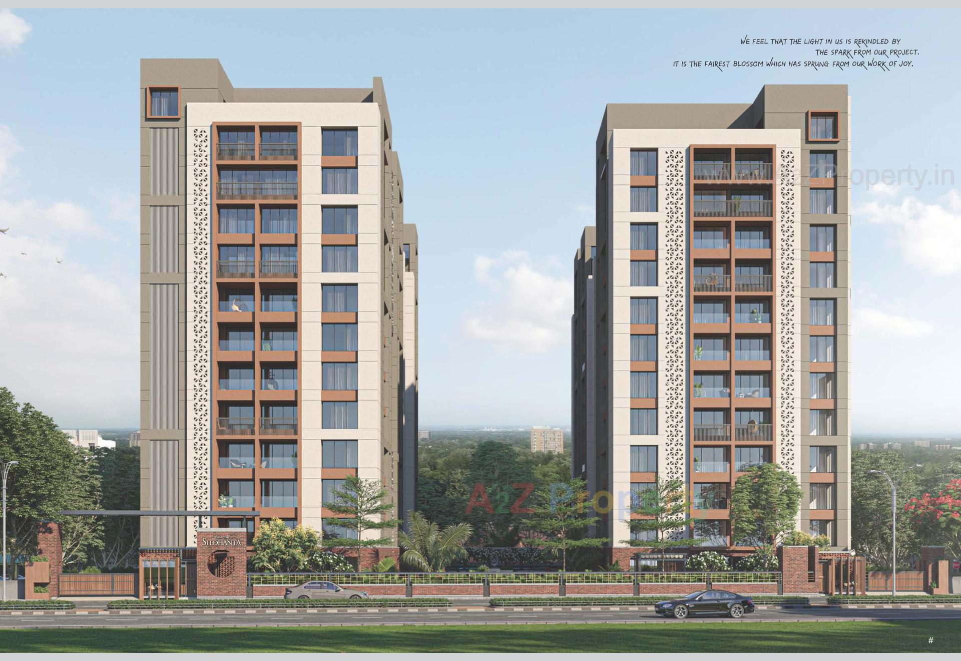 3D Elevation of real estate project Sangini Siddhanta located at Vesu, Surat, Gujarat