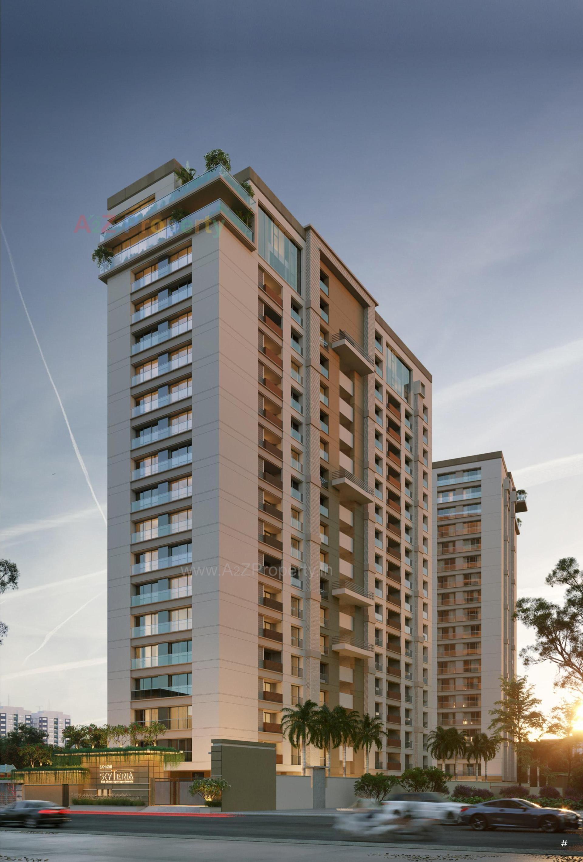 3D Elevation of real estate project Sangini Skyteria located at Bharthana, Surat, Gujarat