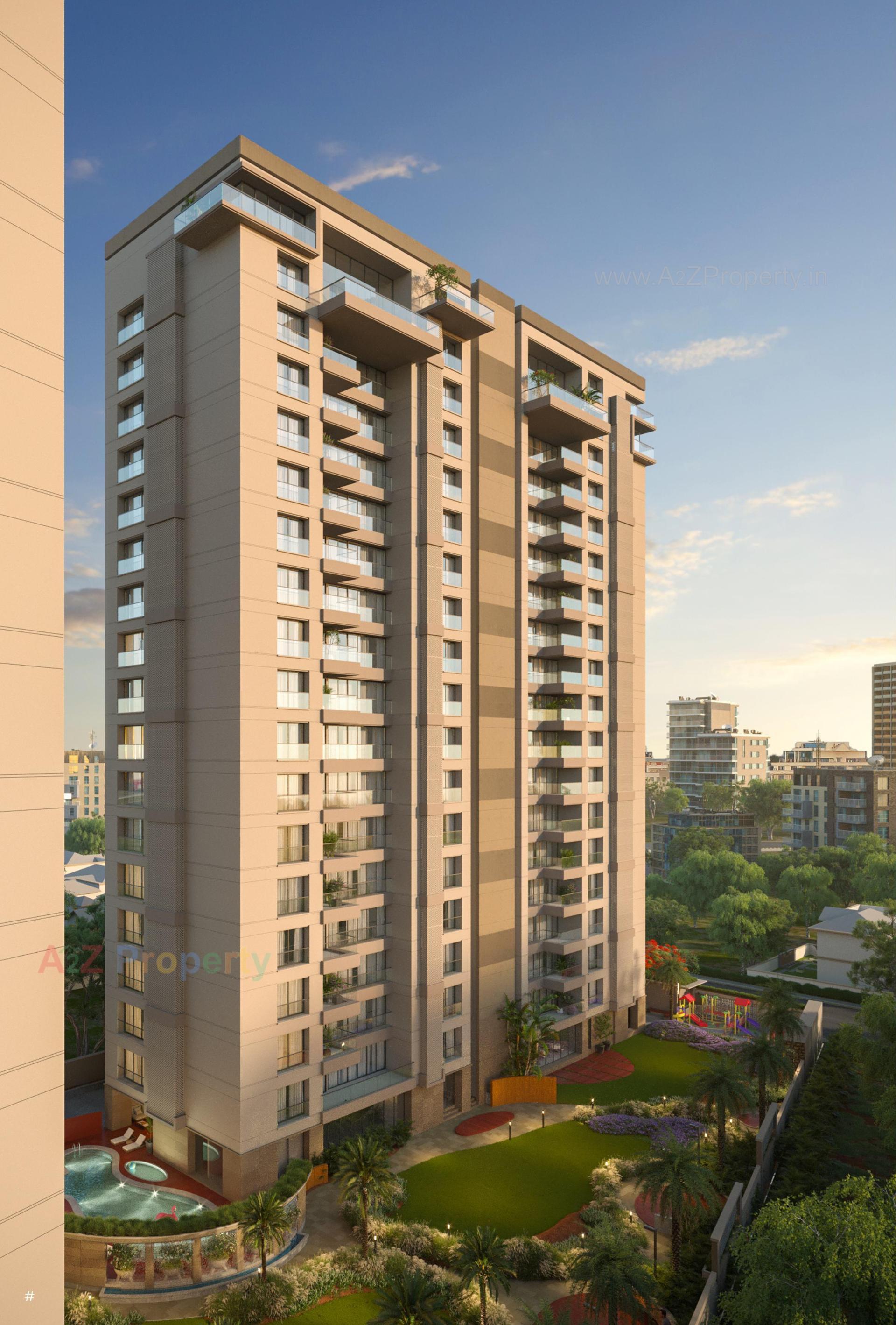 3D Elevation of real estate project Sangini Skyteria located at Bharthana, Surat, Gujarat