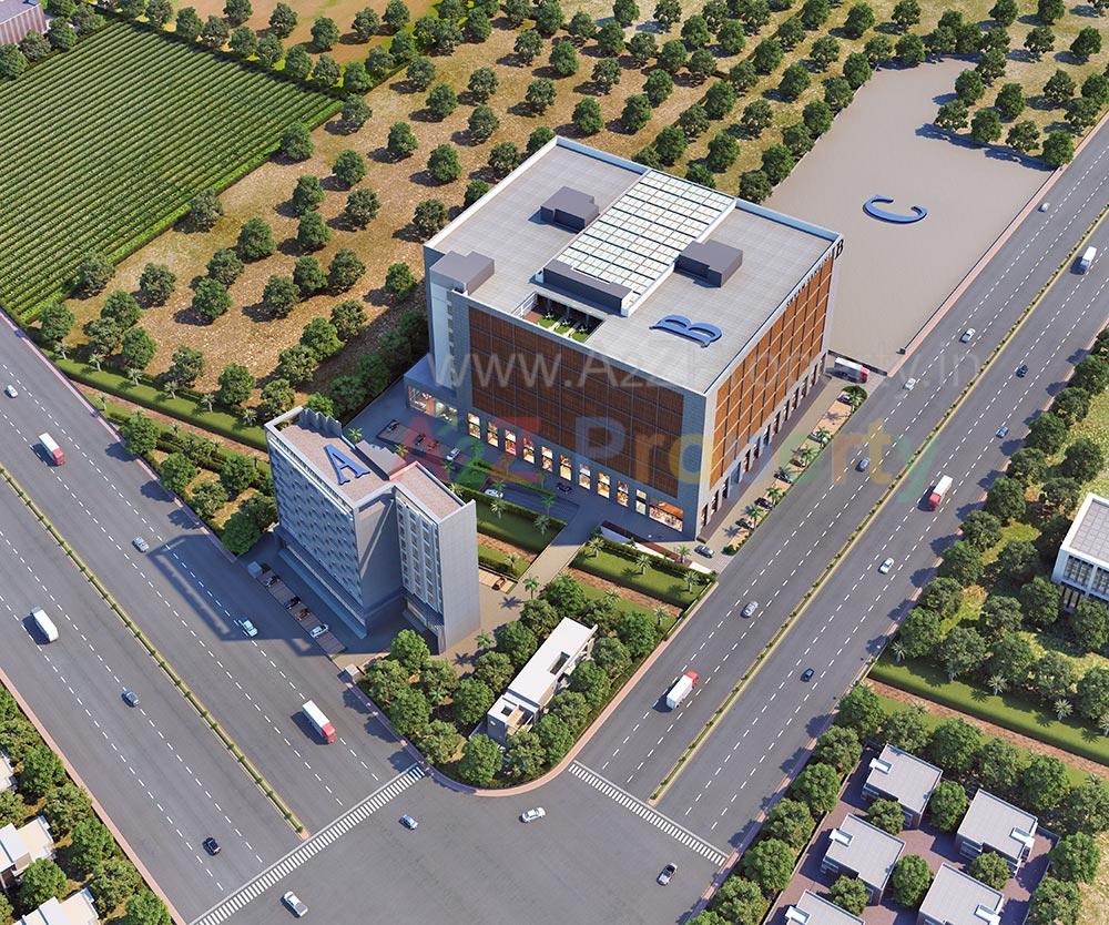 3D Elevation of real estate project Sangini Textile Hub located at Kumbhariya, Surat, Gujarat
