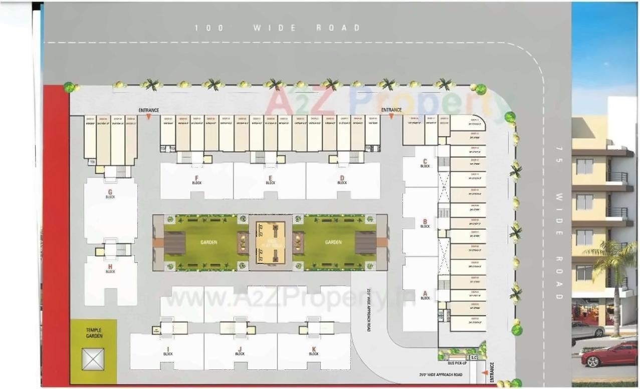 Layout of real estate project Santok Park located at Dindoli, Surat, Gujarat
