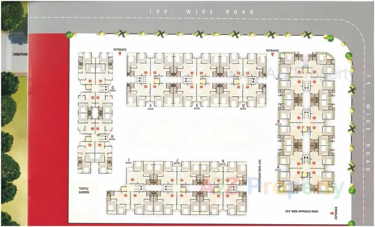 Layout of real estate project Santok Park located at Dindoli, Surat, Gujarat
