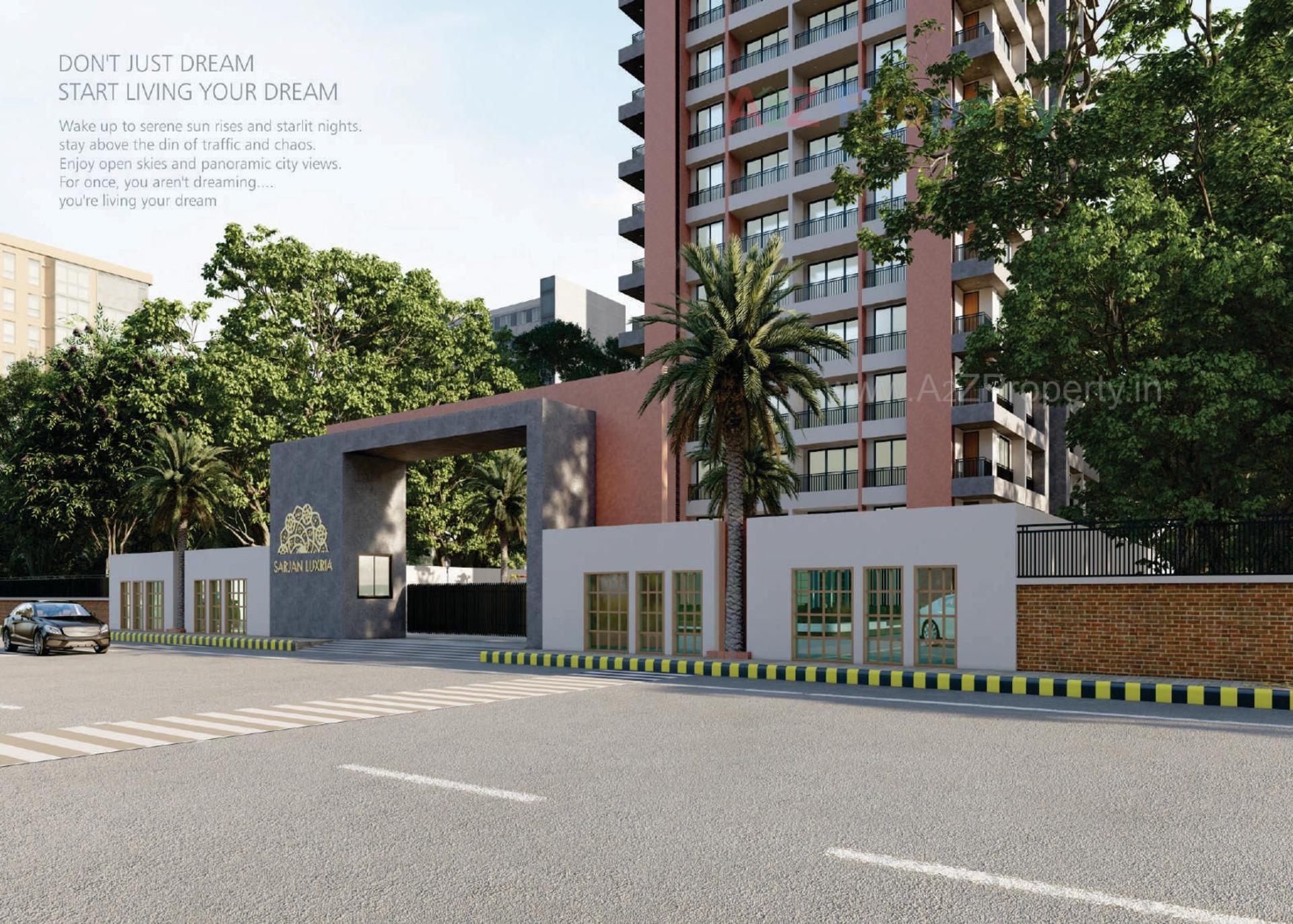 3D Elevation of real estate project Sarjan Luxuria located at Sarthana, Surat, Gujarat