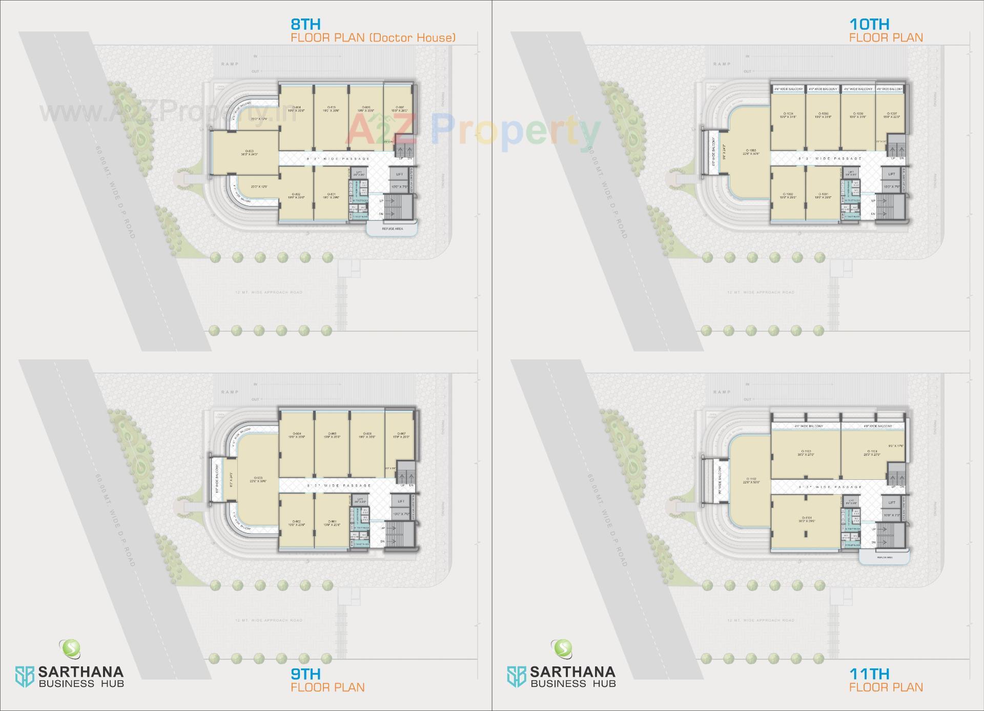 Layout of real estate project Sarthana Business Hub located at Sarthana, Surat, Gujarat