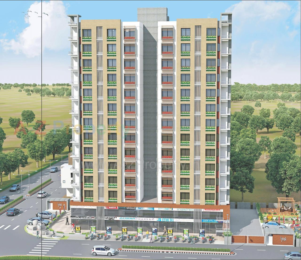 3D Elevation of real estate project Sat Aria located at Bhatha, Surat, Gujarat