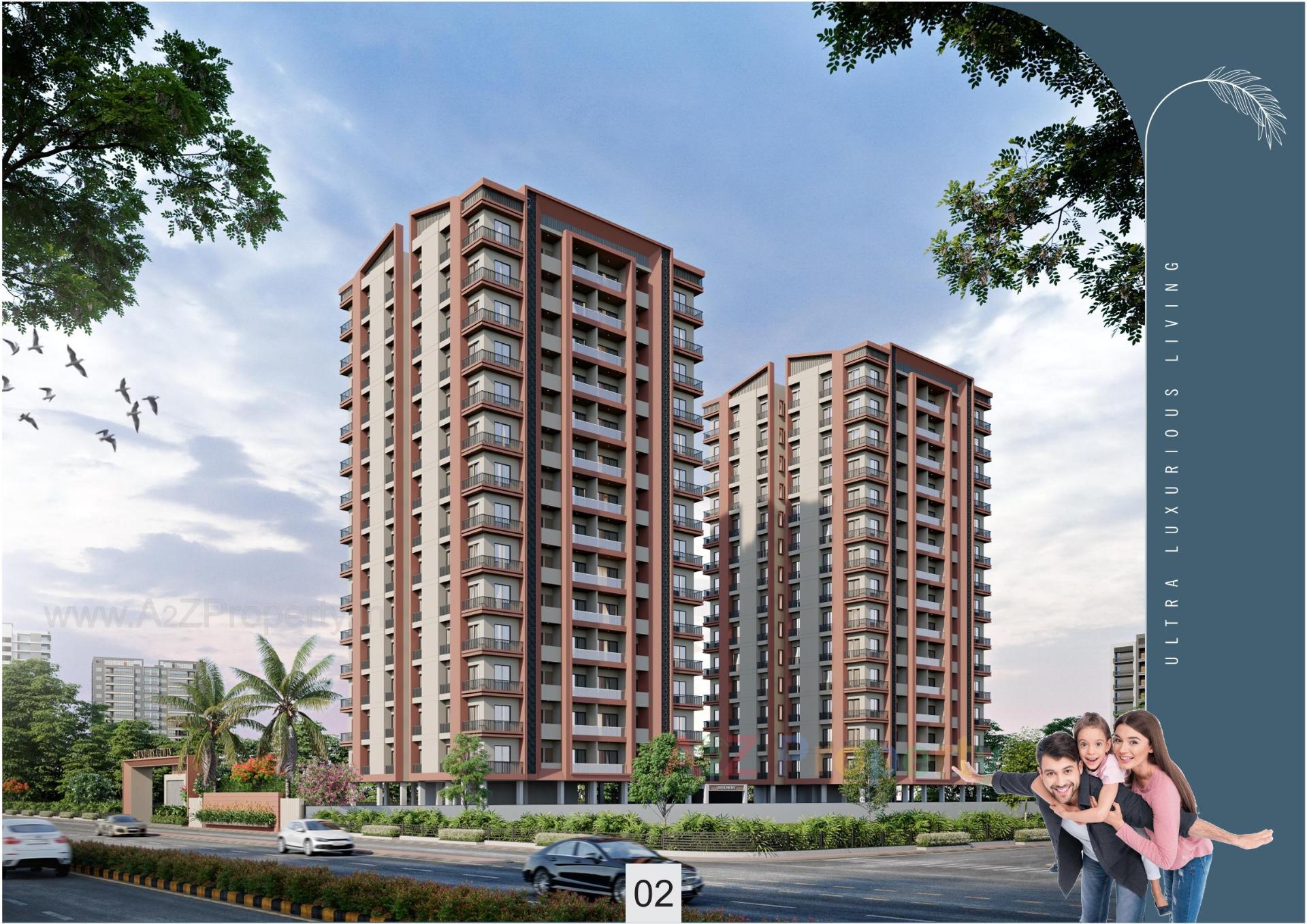 3D Elevation of real estate project Saundarya Twin located at Surat, Surat, Gujarat