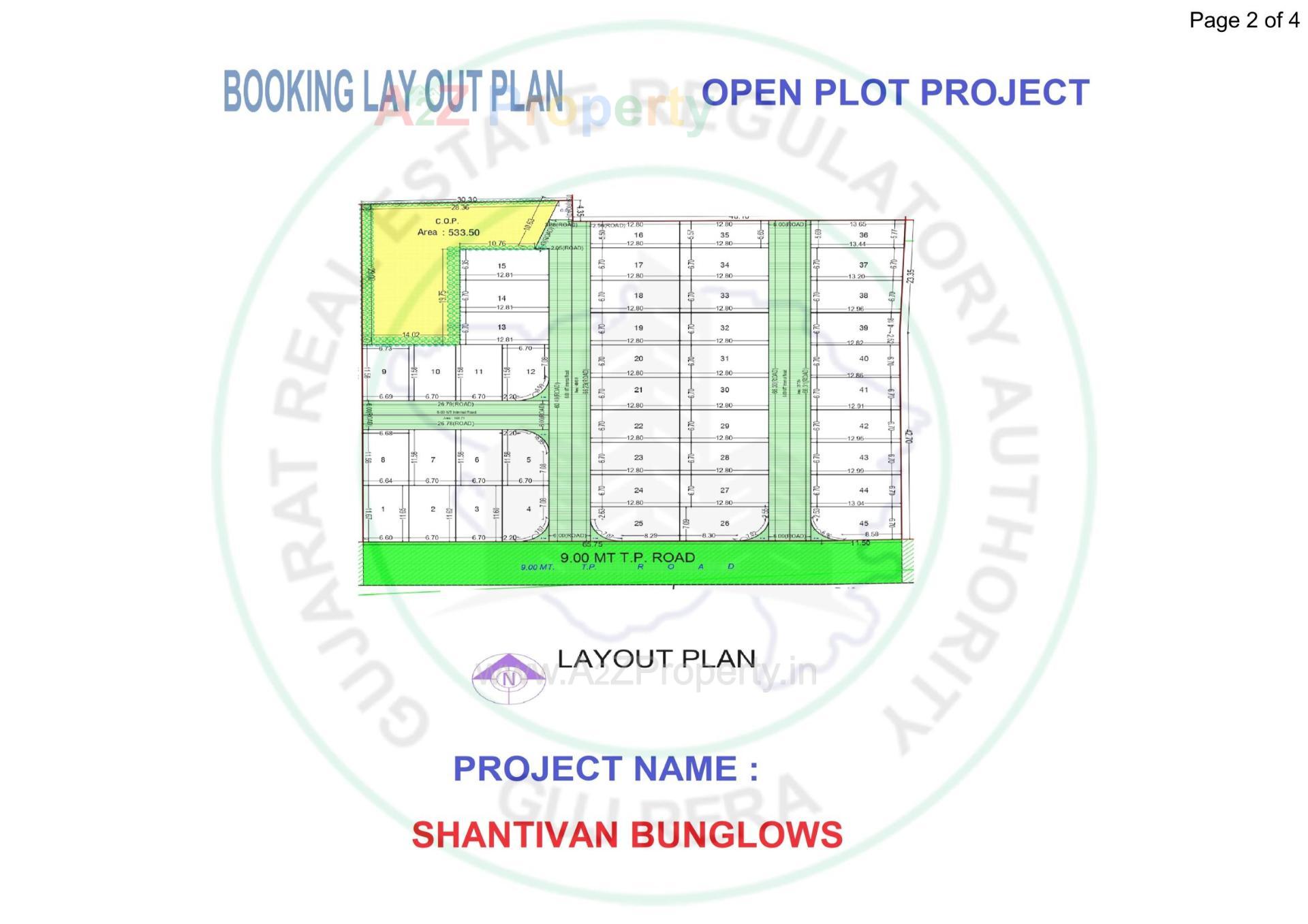 Layout of real estate project Shantivan Bunglows located at Kosad, Surat, Gujarat