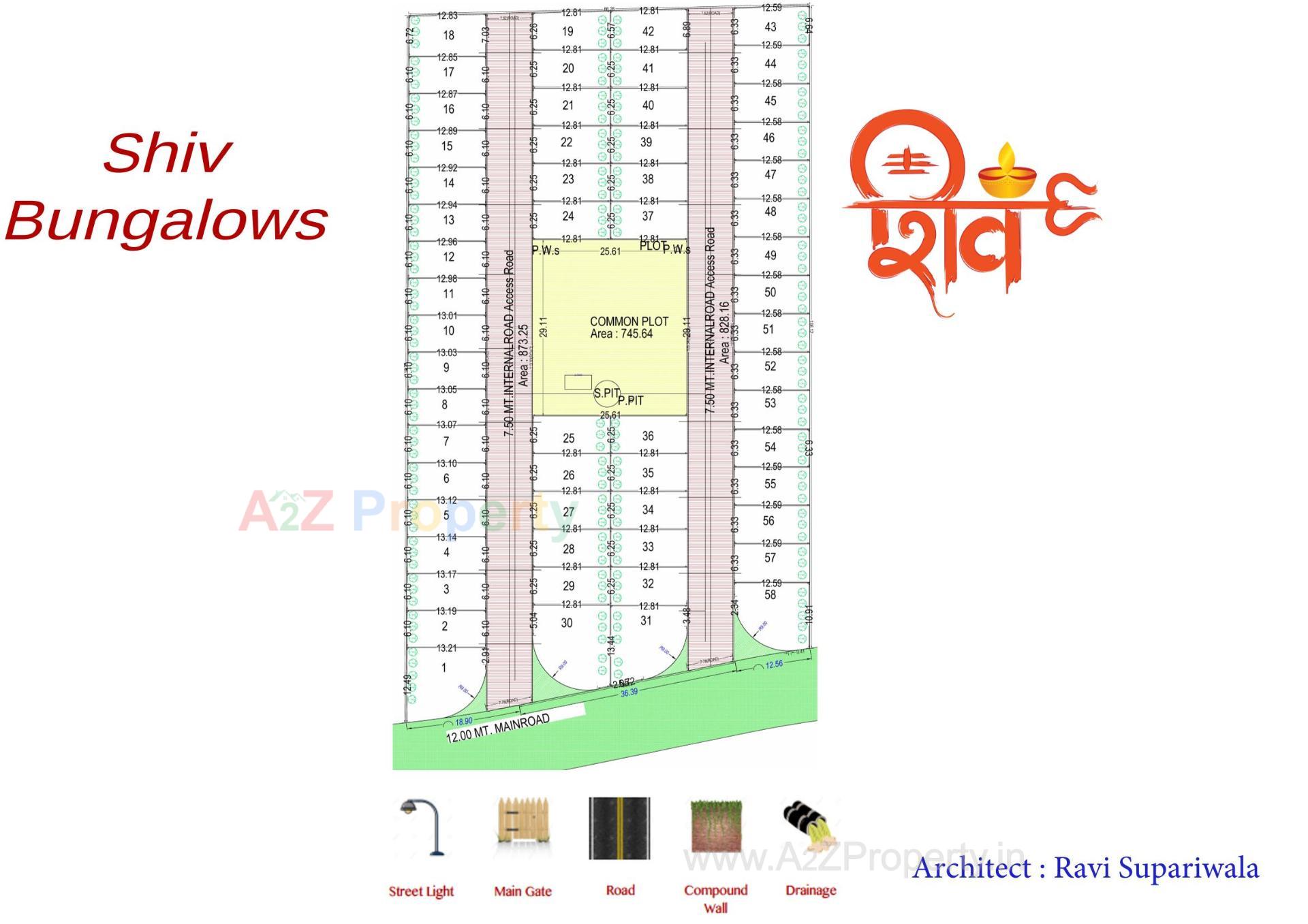 Layout of real estate project Shiv Bungalows located at Karadva, Surat, Gujarat