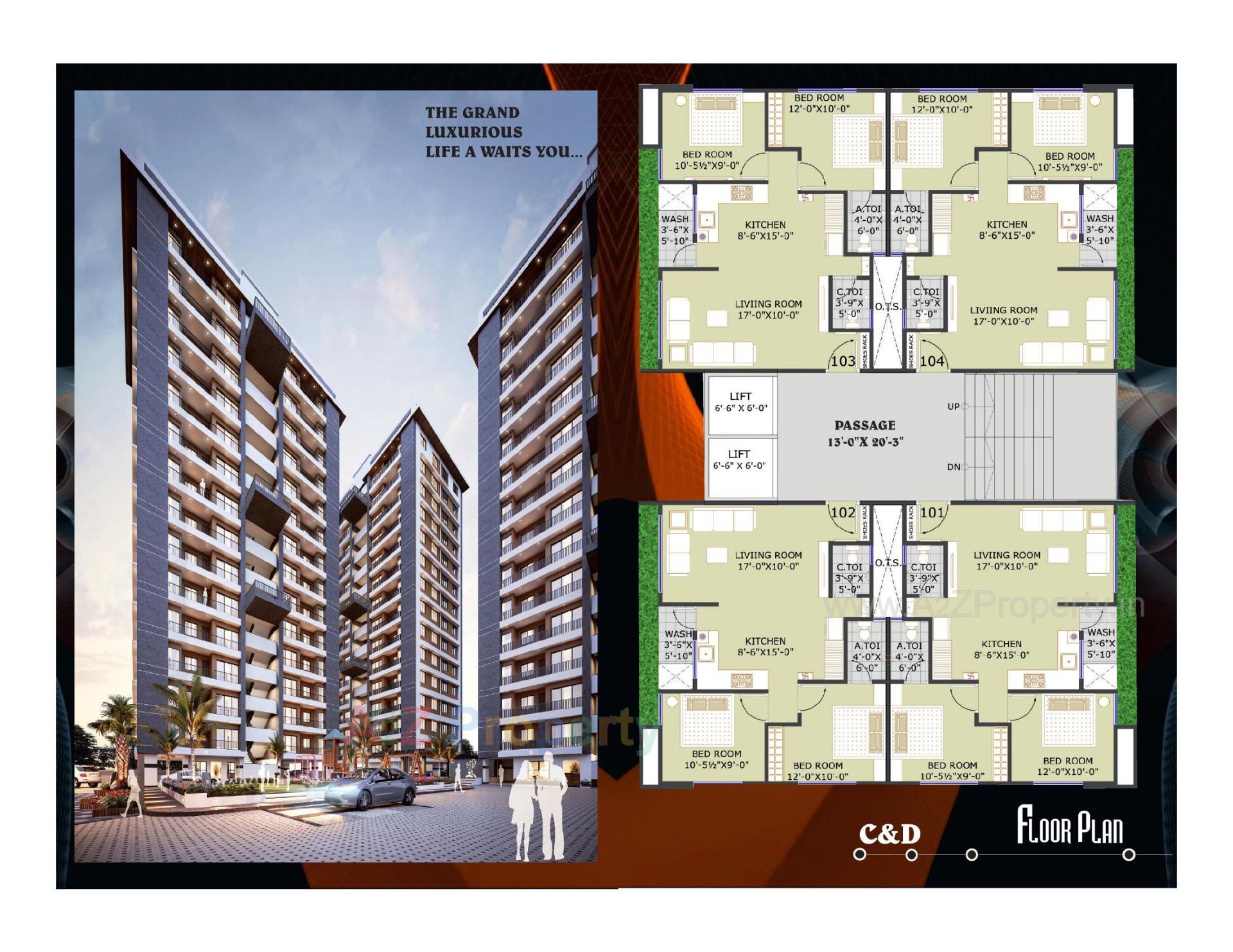 Layout of real estate project Shivam Palace located at Kosad, Surat, Gujarat
