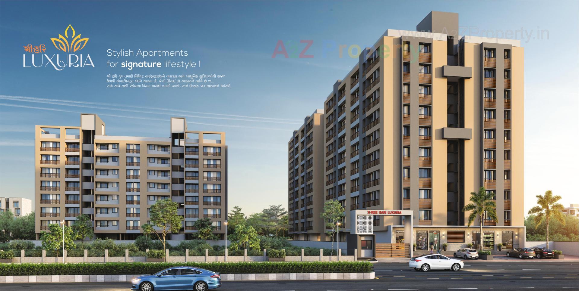 3D Elevation of real estate project Shree Hari Luxuria located at Surat, Surat, Gujarat