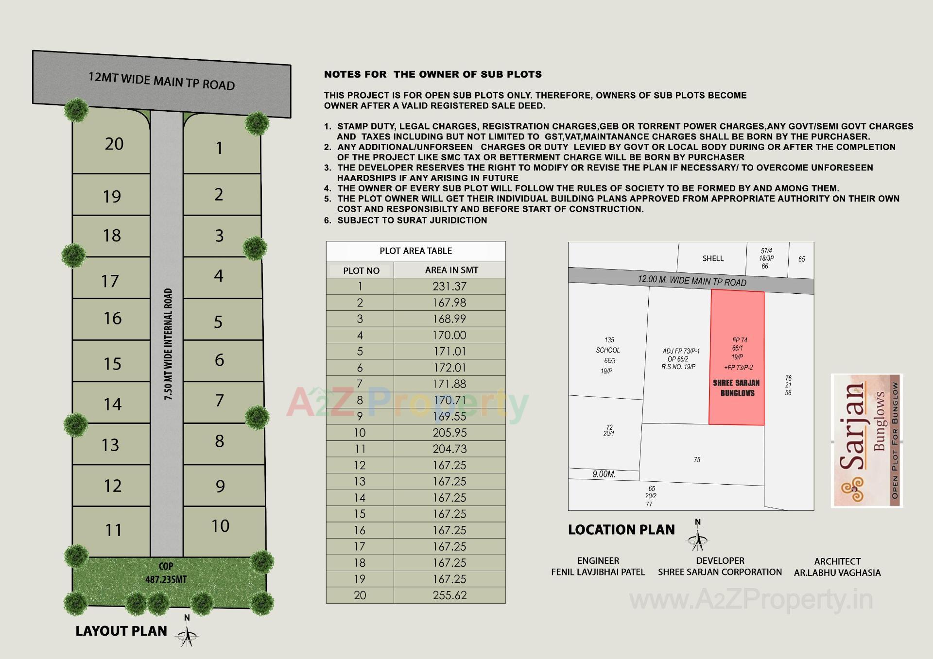Layout of real estate project Shree Sarjan Bunglows located at Magdalla, Surat, Gujarat