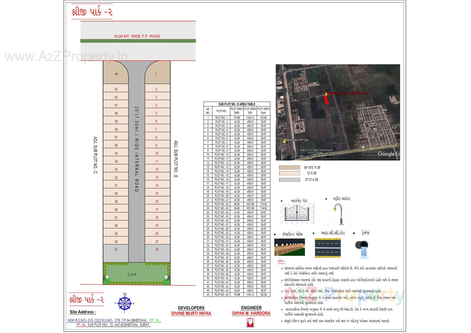 Layout of real estate project Shreeji Park located at Bhestan, Surat, Gujarat