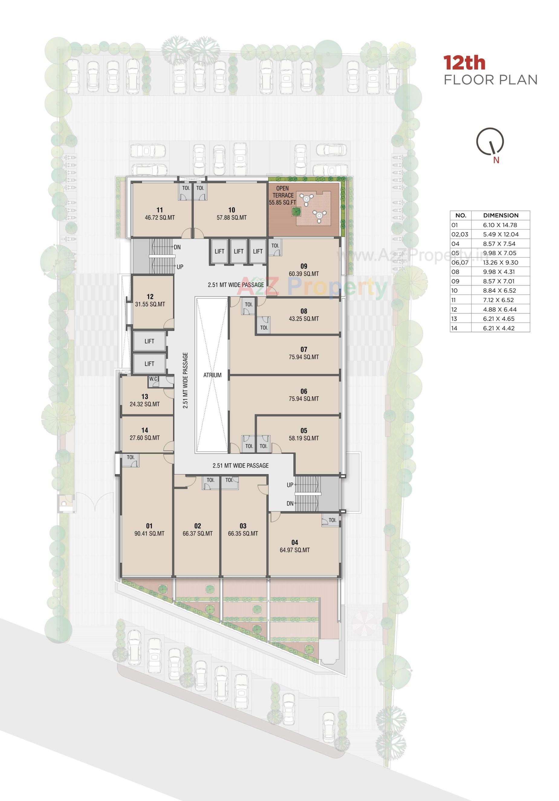 Layout of real estate project Shreepad Central Vista located at Adajan, Surat, Gujarat
