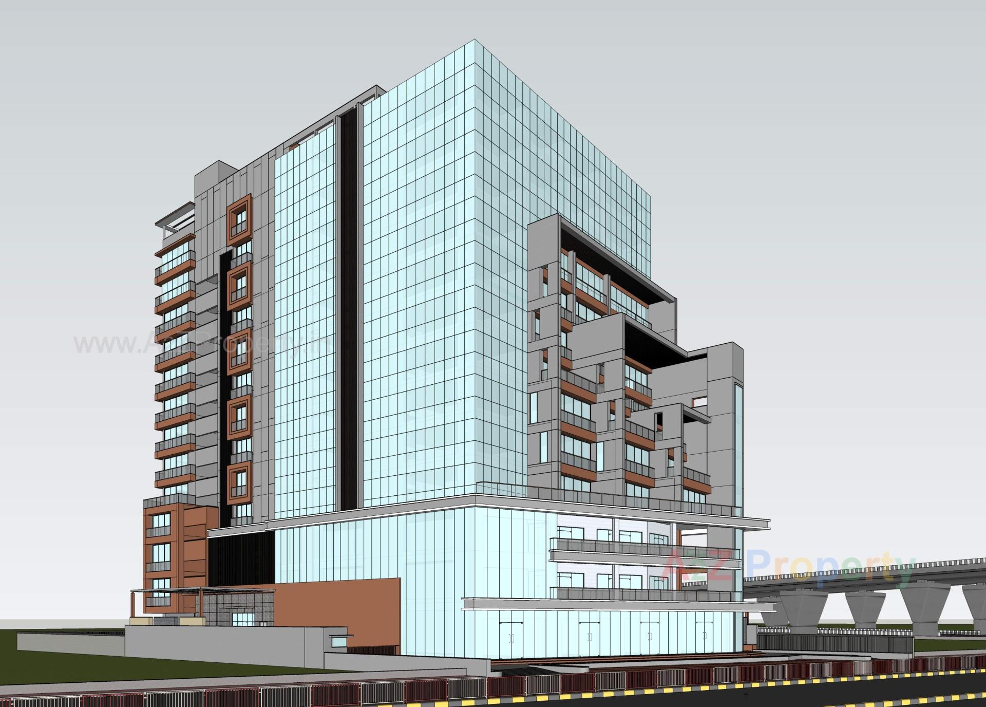 3D Elevation of real estate project Shreepad Central Vista located at Adajan, Surat, Gujarat