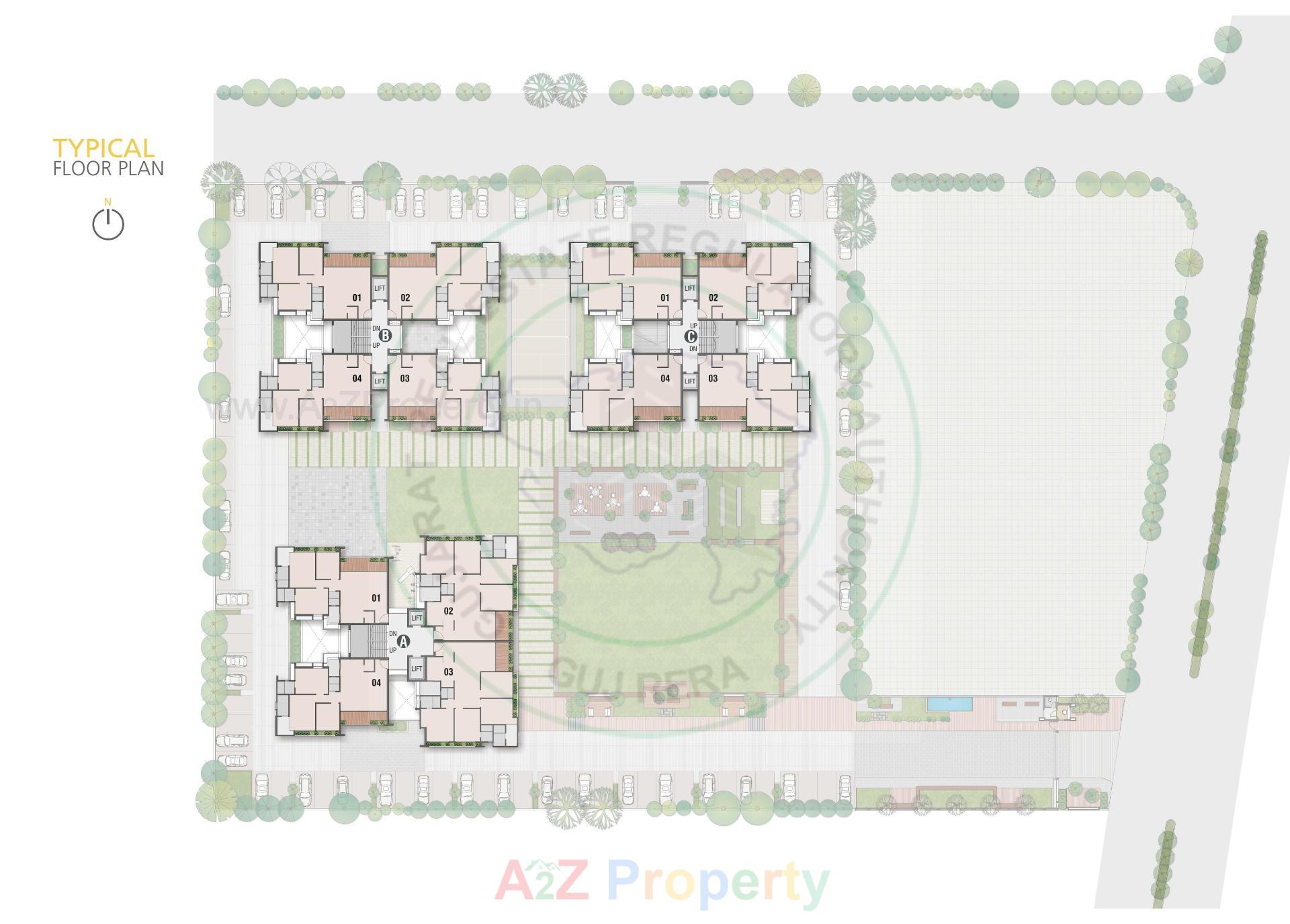 Layout of real estate project Shreepad Inspire located at Bhesan, Surat, Gujarat