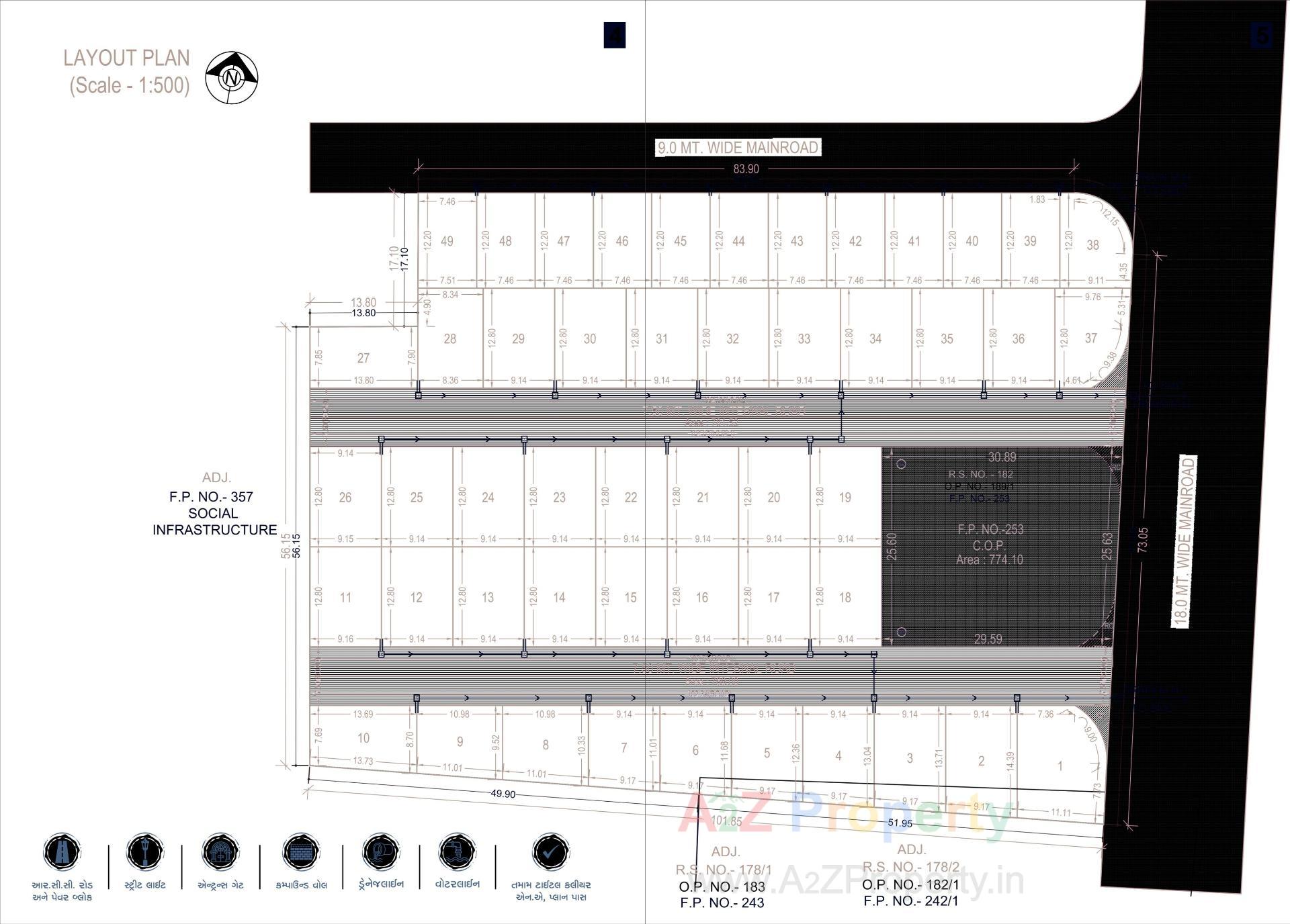 Layout of real estate project Shukan Bunglows located at Katargam, Surat, Gujarat