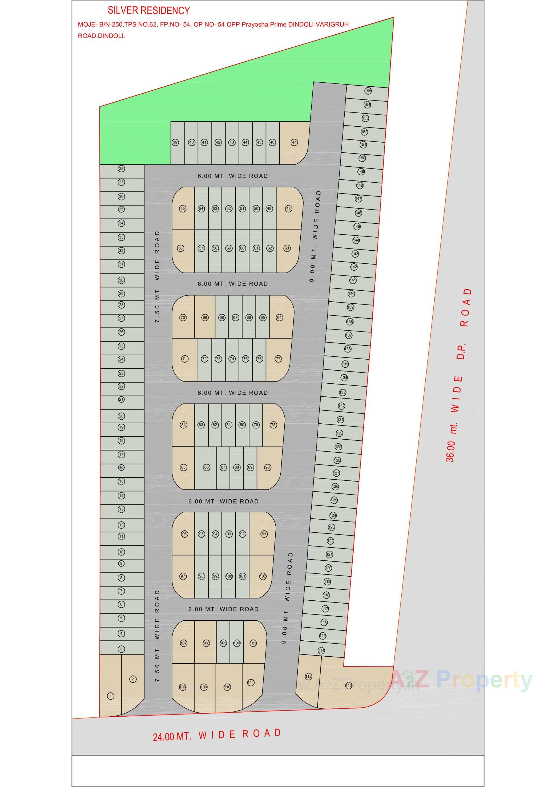 Layout of real estate project Silver Residency located at Dindoli, Surat, Gujarat