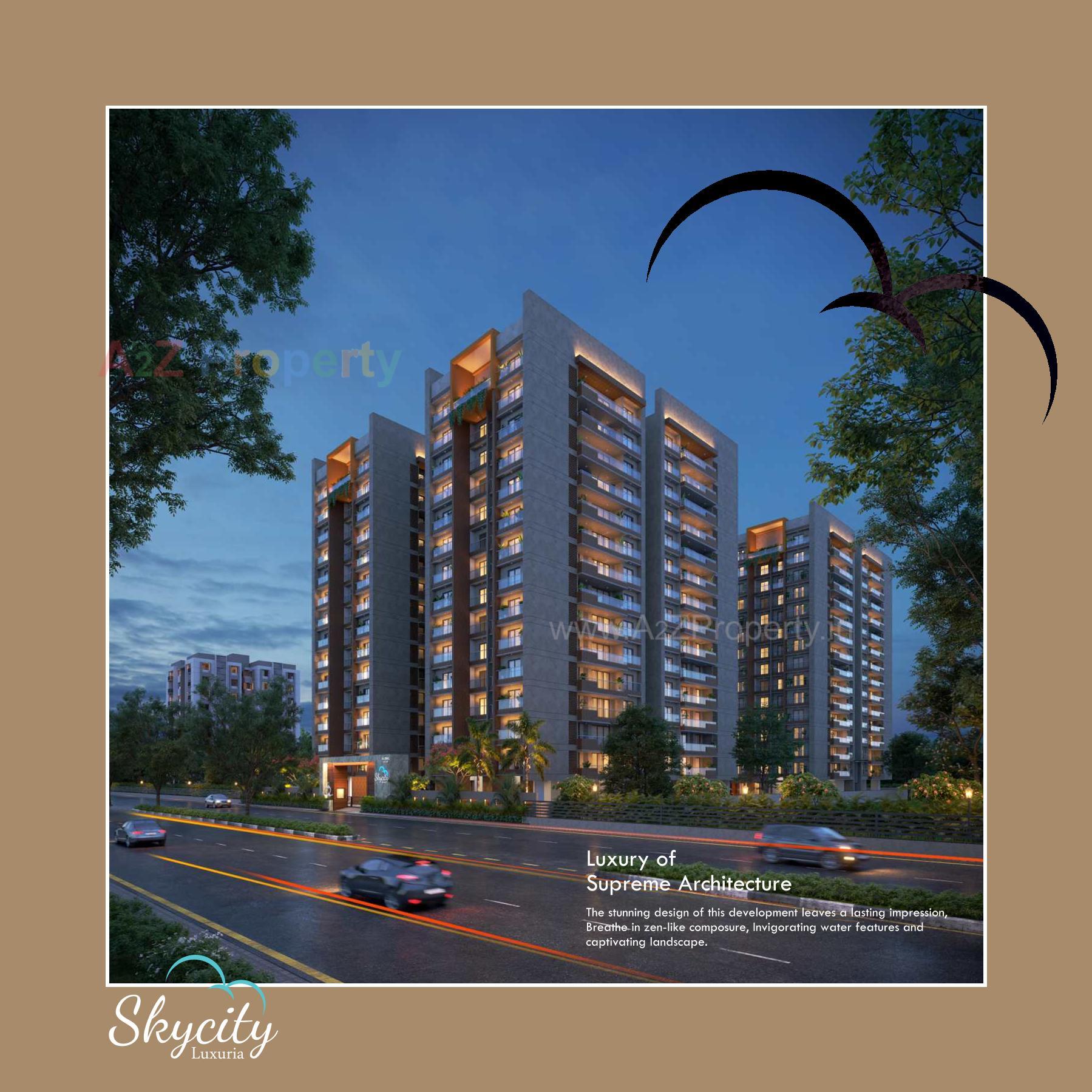 3D Elevation of real estate project Sky City Luxuria located at Bhimrad, Surat, Gujarat