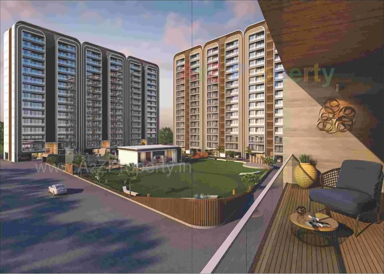 3D Elevation of real estate project Sky Light located at Sarthana, Surat, Gujarat