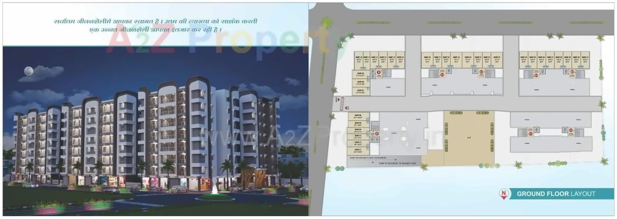 Layout of real estate project Sky Nine located at Dindoli, Surat, Gujarat