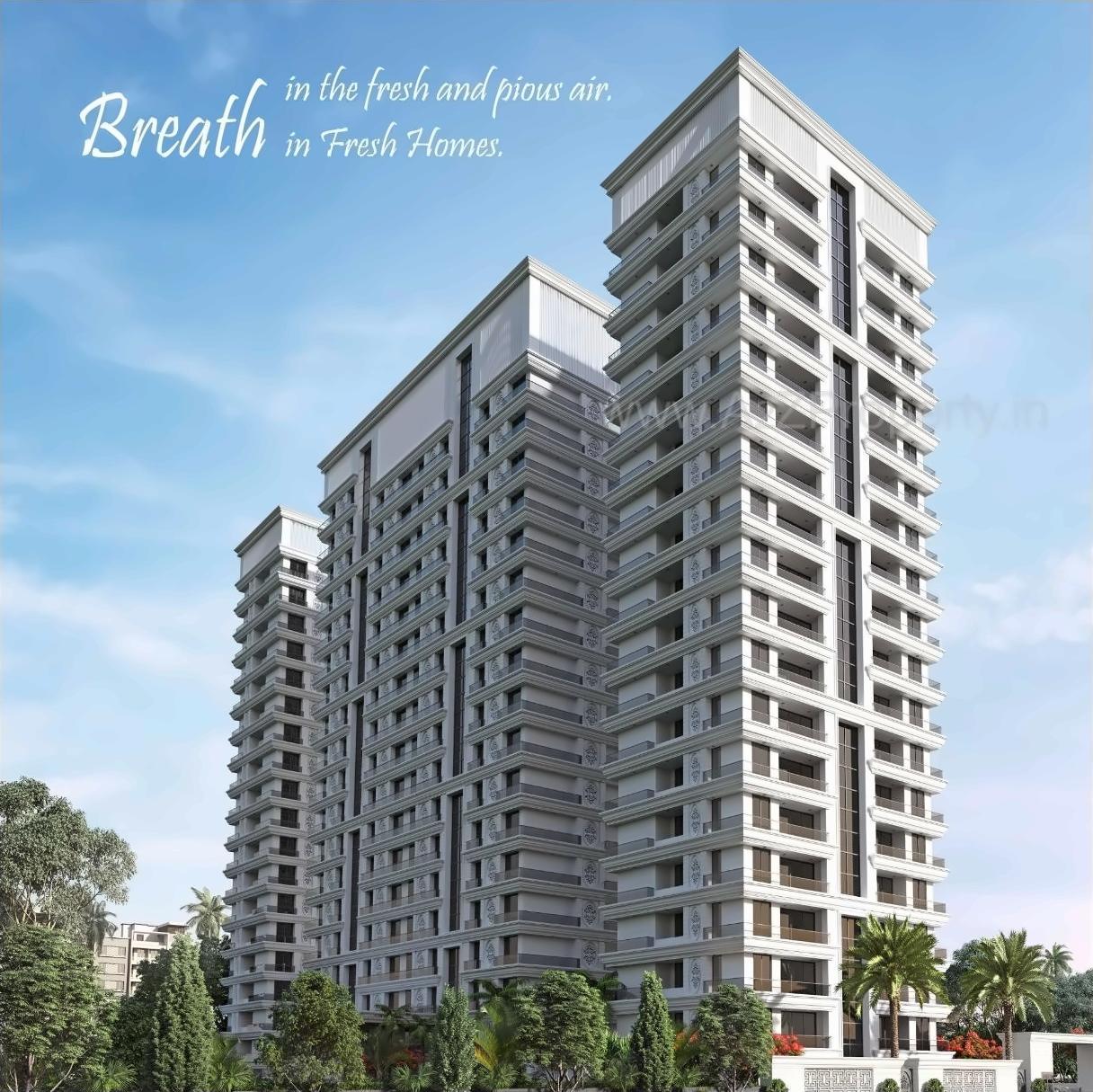 3D Elevation of real estate project Sky Superia located at Althan, Surat, Gujarat