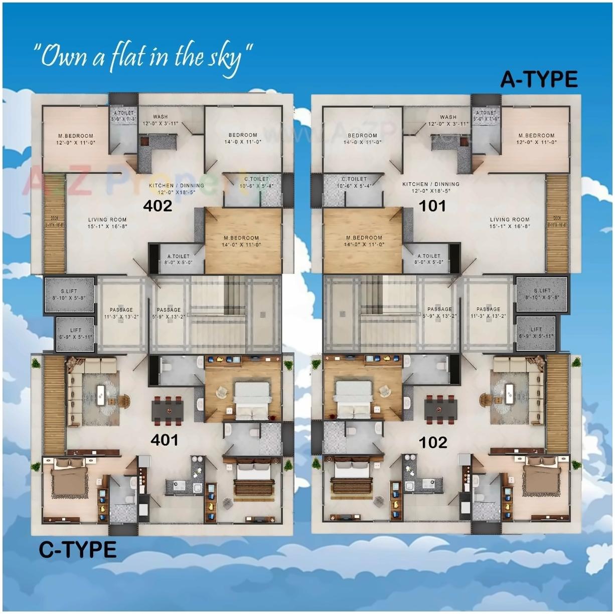 Layout of real estate project Sky Superia located at Althan, Surat, Gujarat