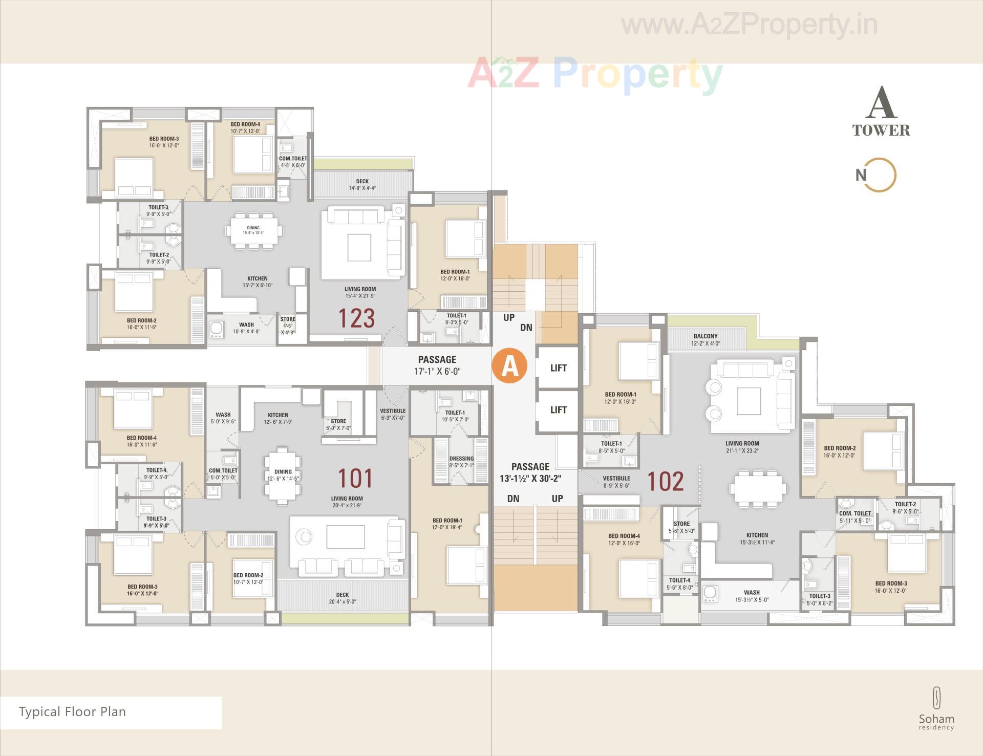 Layout of real estate project Soham Residency (i,  A   F) located at Lal-darwaja, Surat, Gujarat