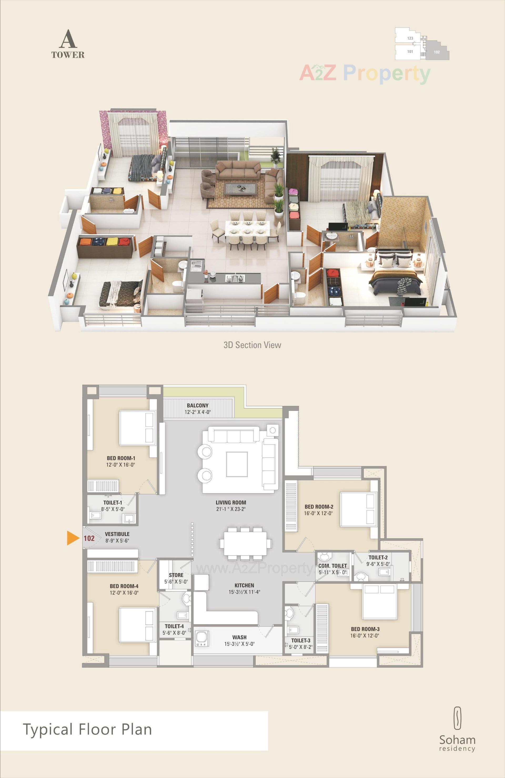 Layout of real estate project Soham Residency (i,  A   F) located at Lal-darwaja, Surat, Gujarat