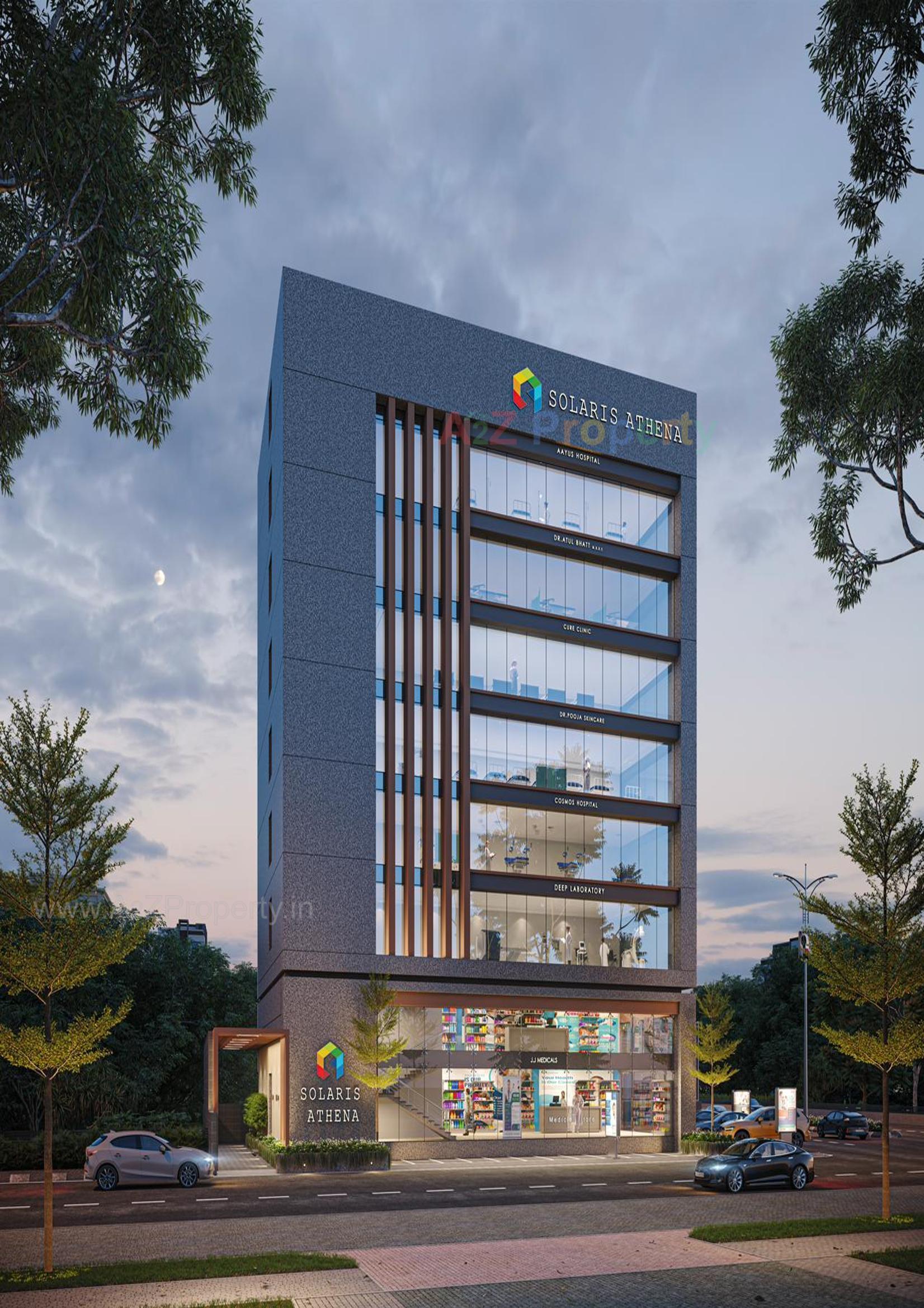 3D Elevation of real estate project Solaris Athena located at Athwa, Surat, Gujarat