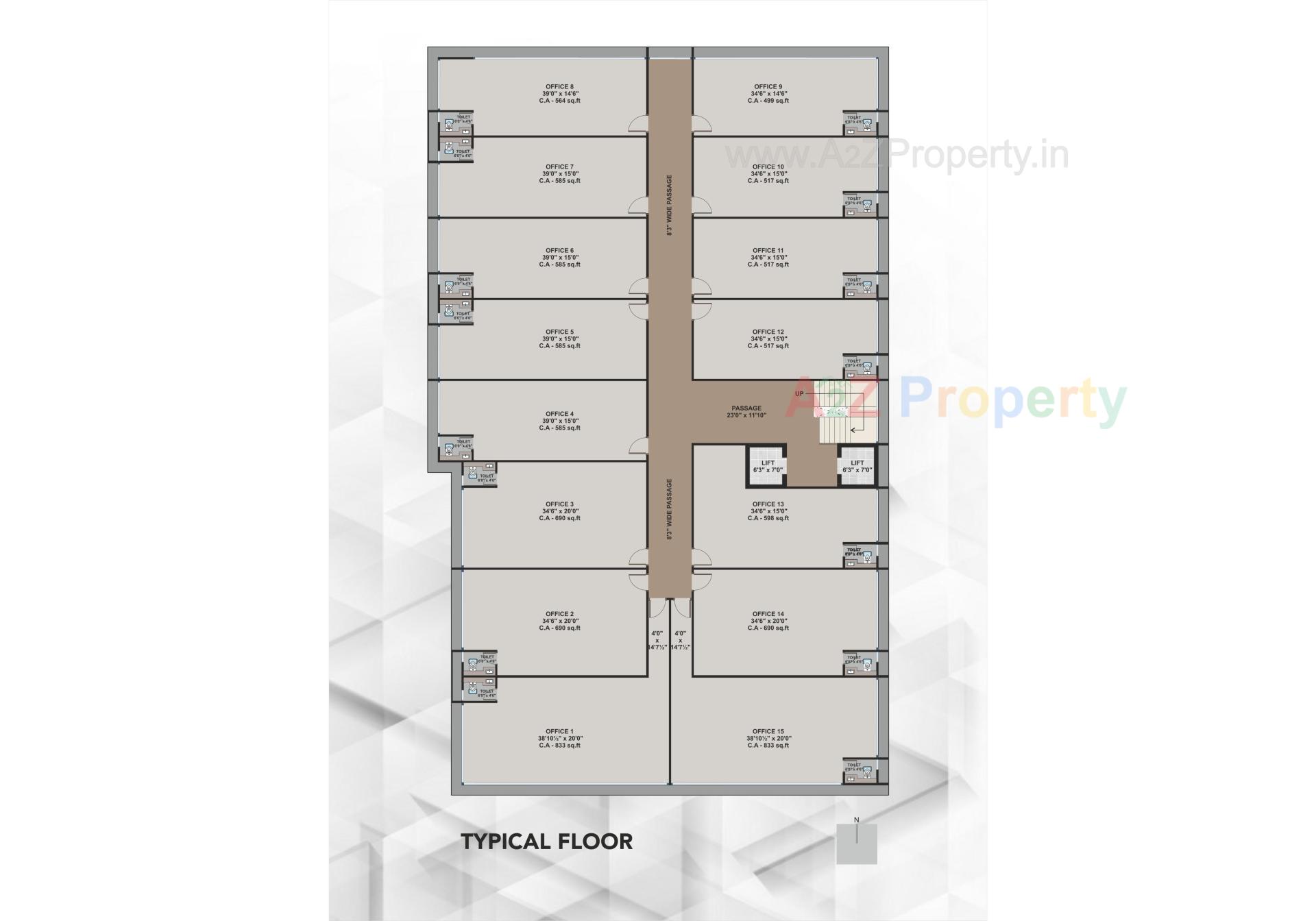 Layout of real estate project Solarium Business Centre located at Vesu, Surat, Gujarat